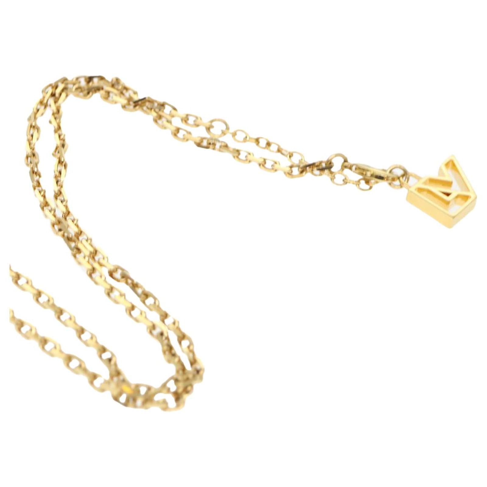 Louis Vuitton Gold LV and Me Letter V Necklace Golden Metal ref