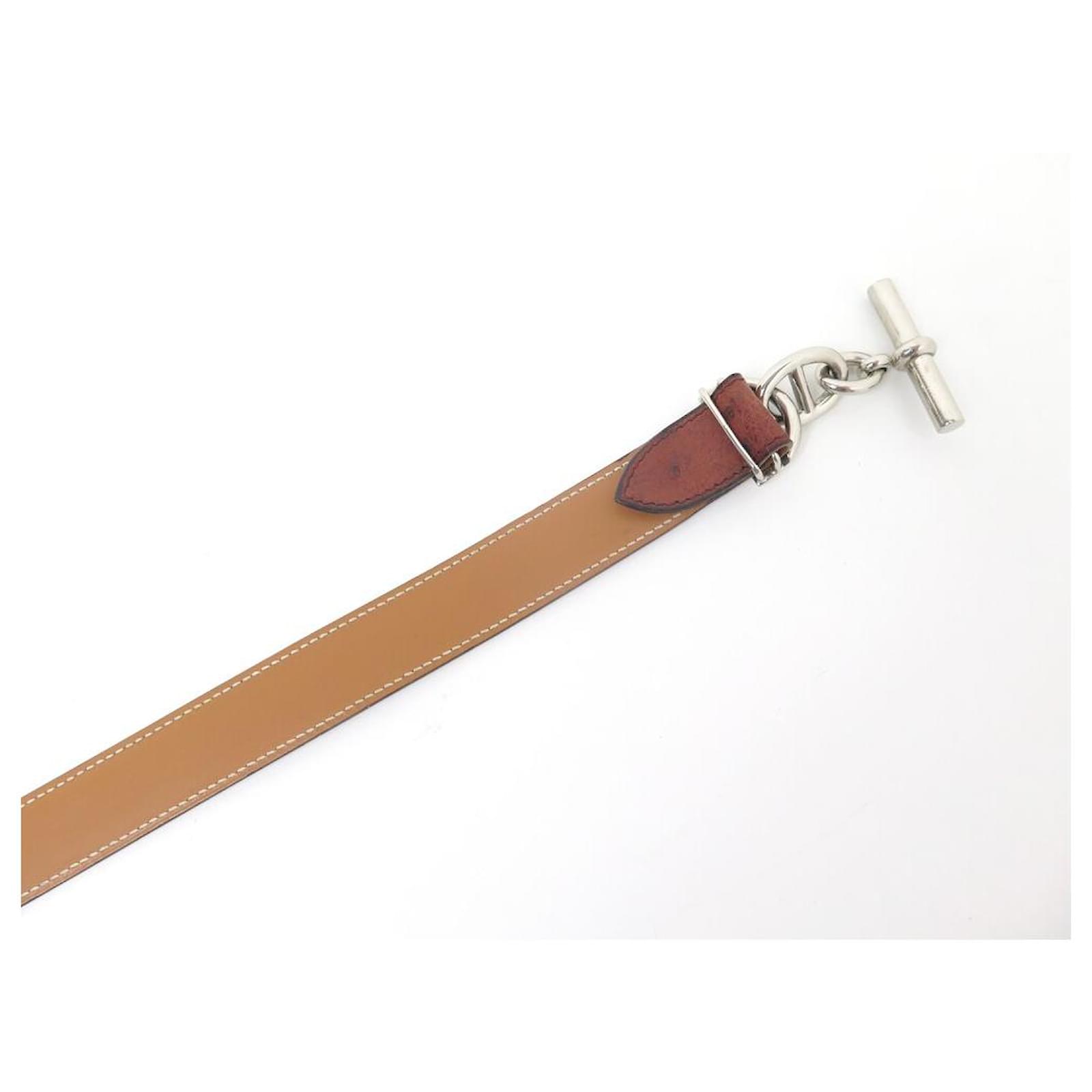 Hermès VINTAGE HERMES ANCHOR CHAIN BELT T70 OSTRICH BELT OSTRICH