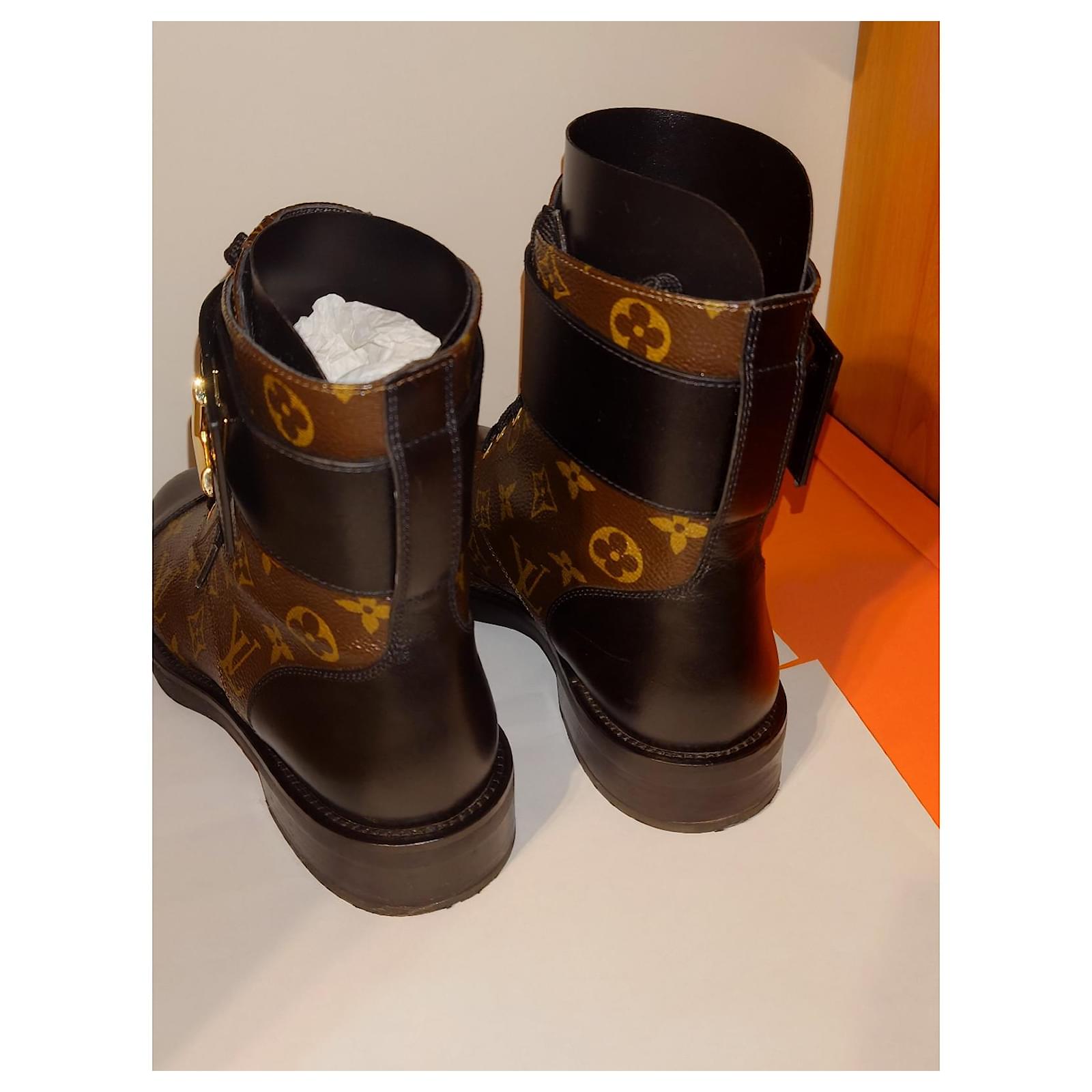 Louis Vuitton Wonderland Ranger Canvas Monogram Brown Ankle Boot Size 38 US  8 UK 5 AU 7 Black Leather Cloth ref.903160 - Joli Closet