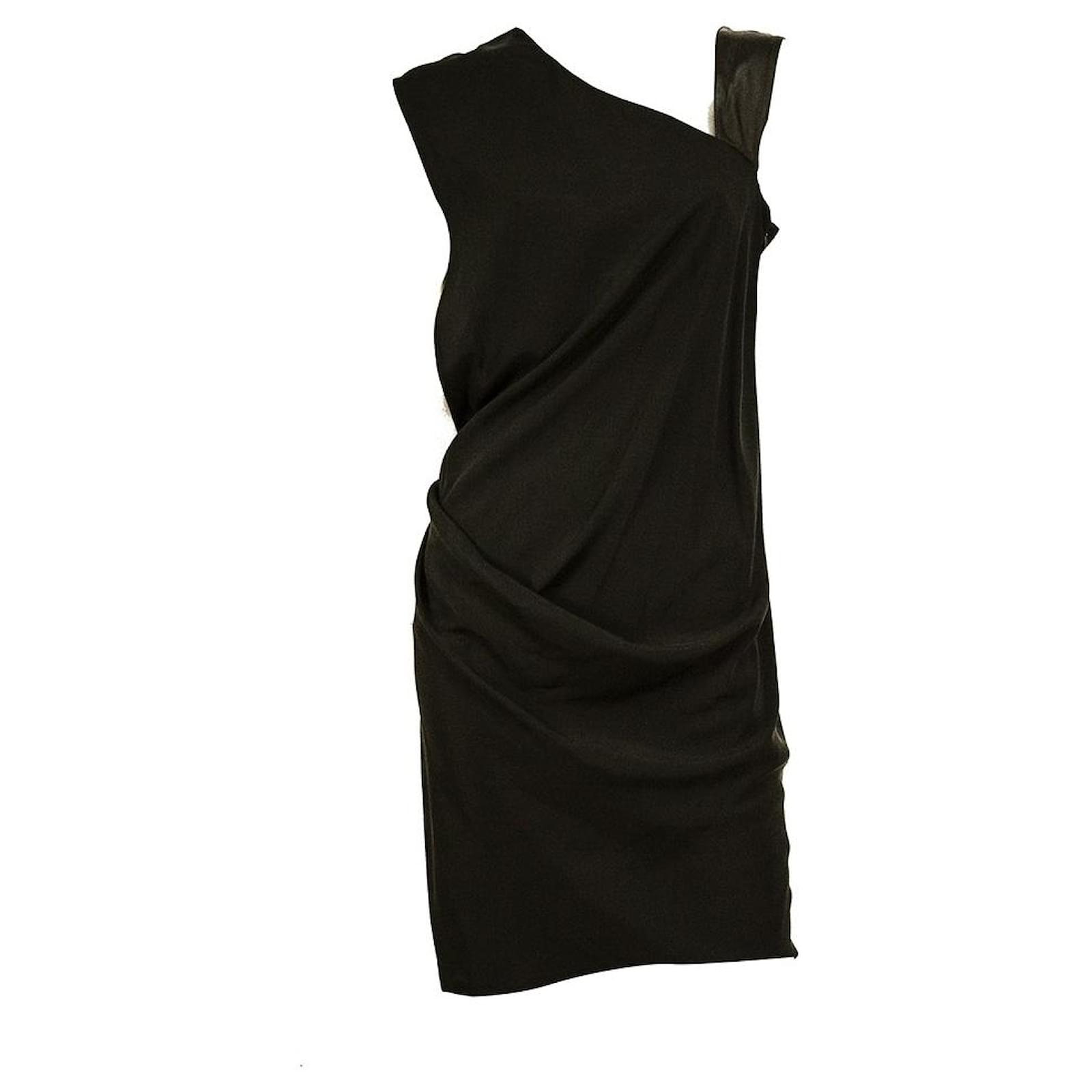 Helmut Lang Black Sleeveless Draped One Asymmetric Strap Mini Dress size 6  Silk ref.903890 - Joli Closet