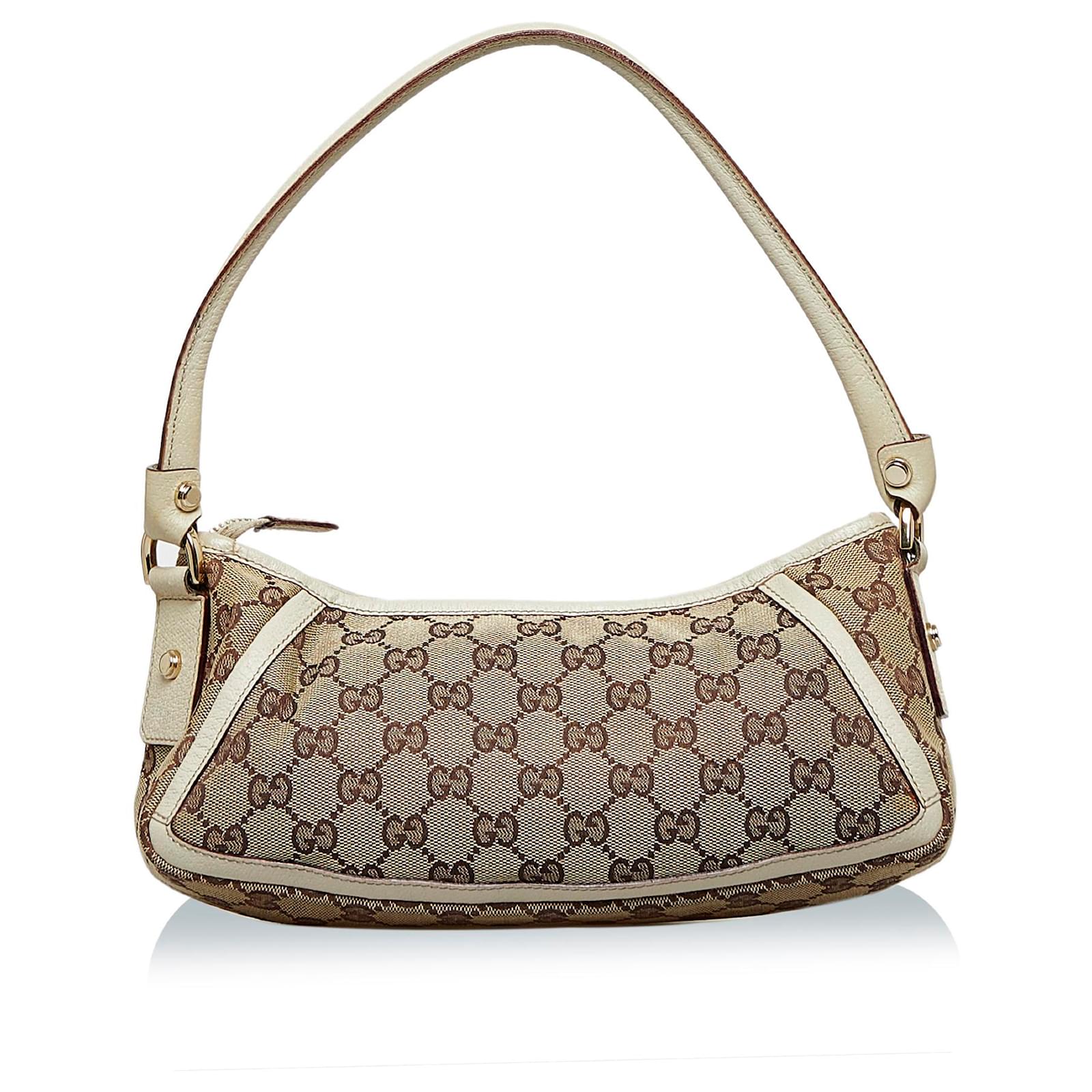 Gucci Brown/Beige GG Canvas D-Ring Baguette Bag Gucci