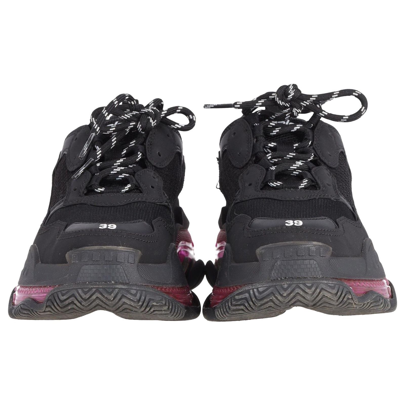 Balenciaga Triple S Clear Sole Neon Pink in Black Polyester ref 