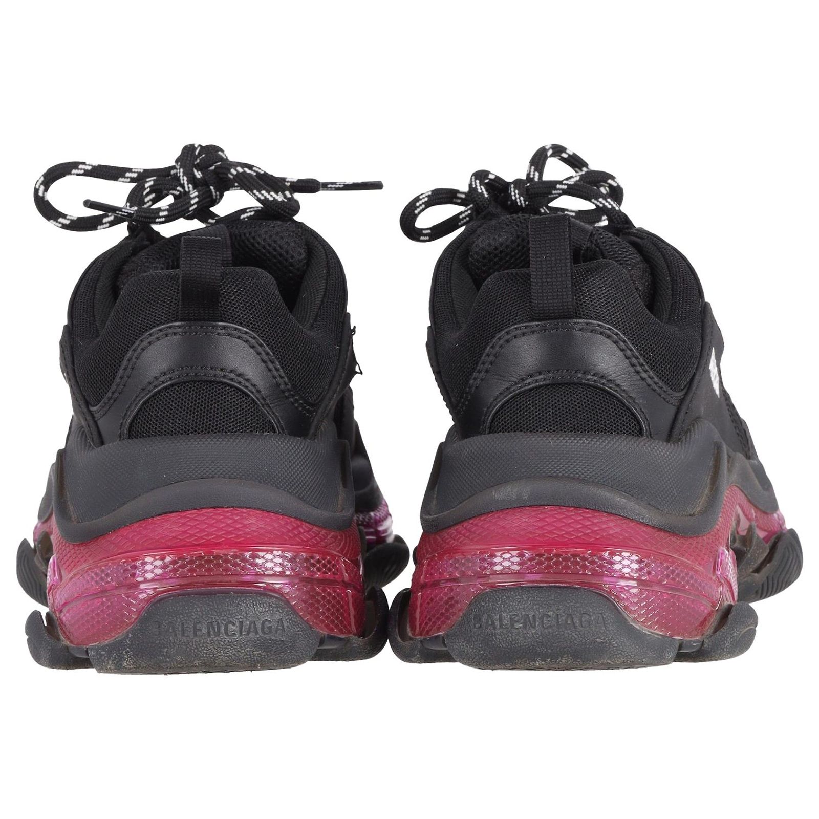 Balenciaga Triple S Clear Sole Neon Pink in Black Polyester ref 