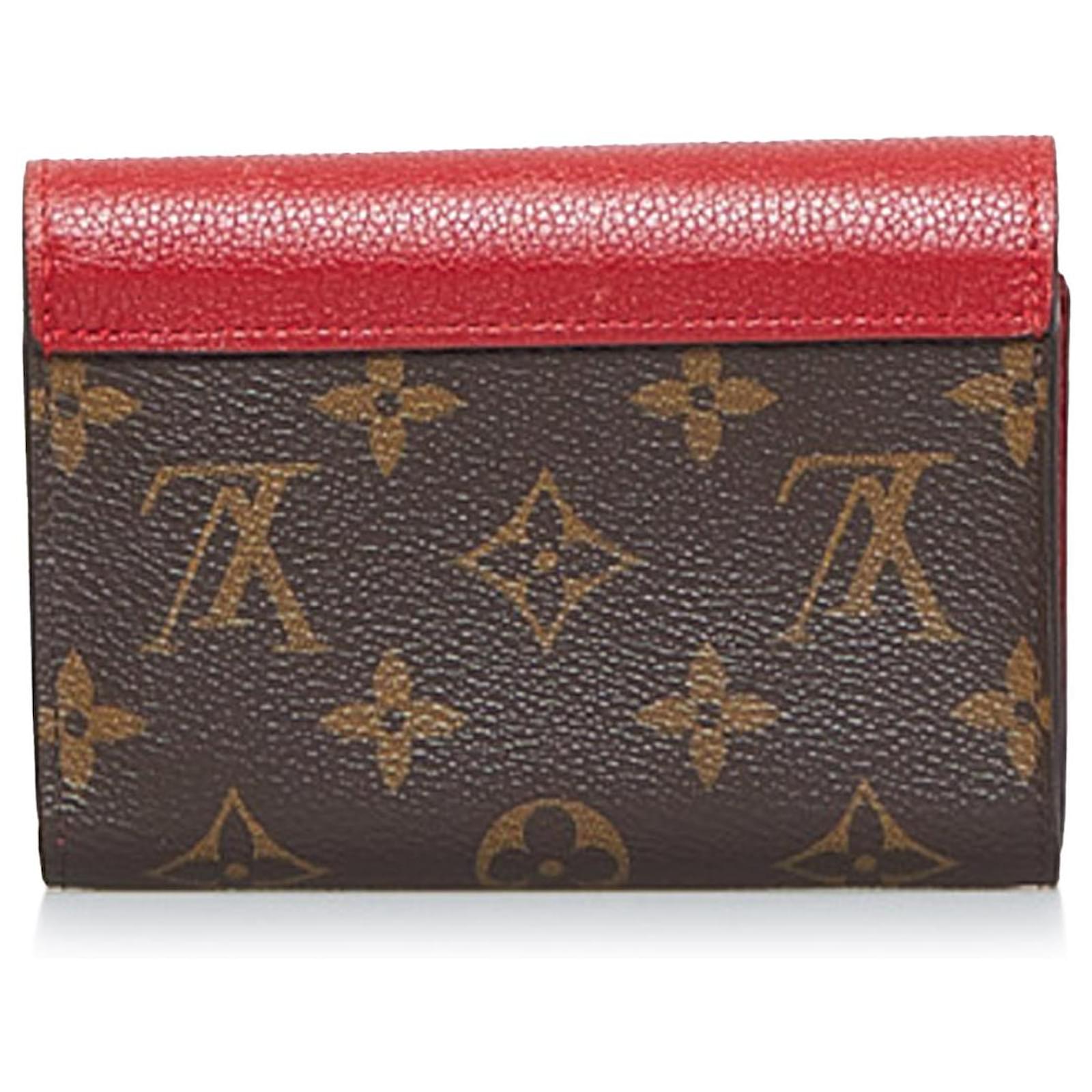 Louis Vuitton Brown Monogram Pallas Compact Wallet Red Leather