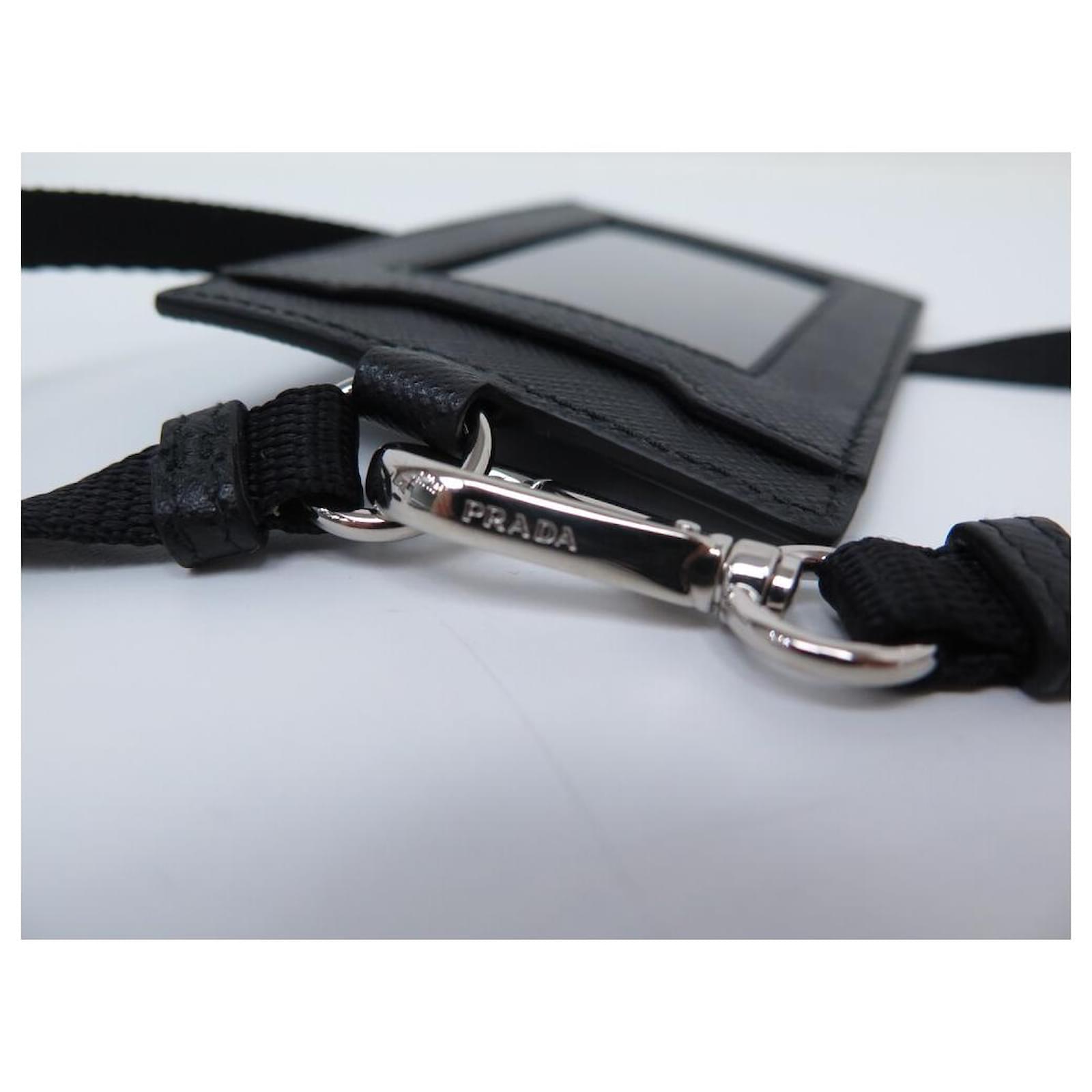 Prada Id Holder Lanyard in Black