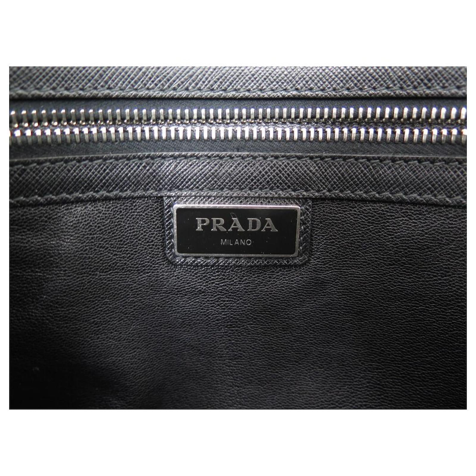 PRADA BAG MESSENGER BRIEFCASE SAFFIANO LEATHER SHOULDER STRAP Black  ref.909541 - Joli Closet