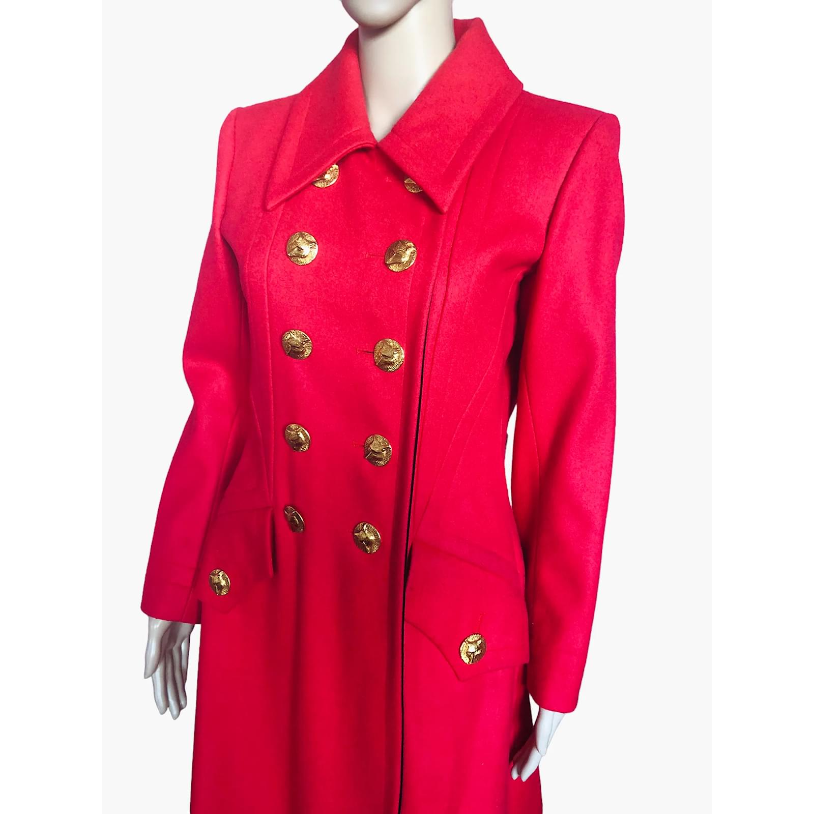 YVES SAINT LAURENT Coats 34 WOOL Red Joli Closet