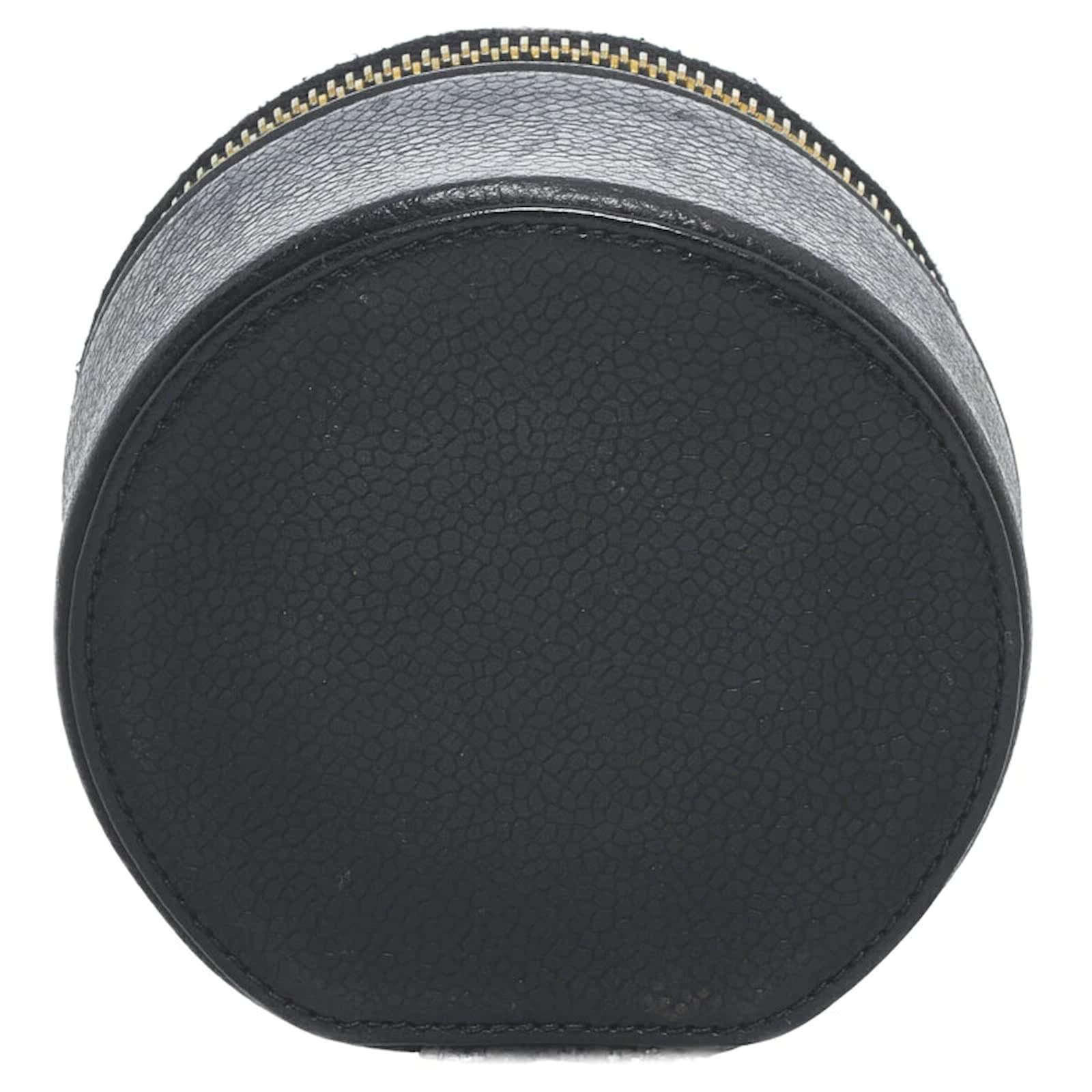 Vanity Chanel Trousse de toilette ronde Caviar Cuir Noir ref