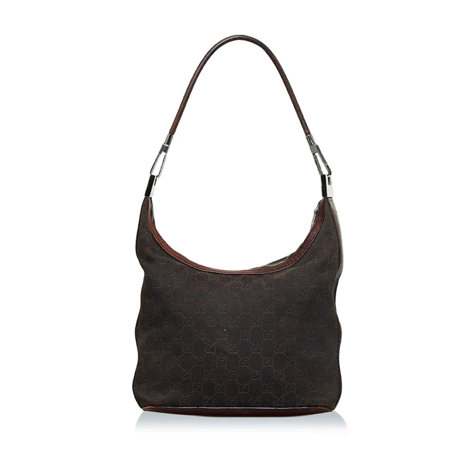 Gucci black monogram GG canvas hobo shoulder bag