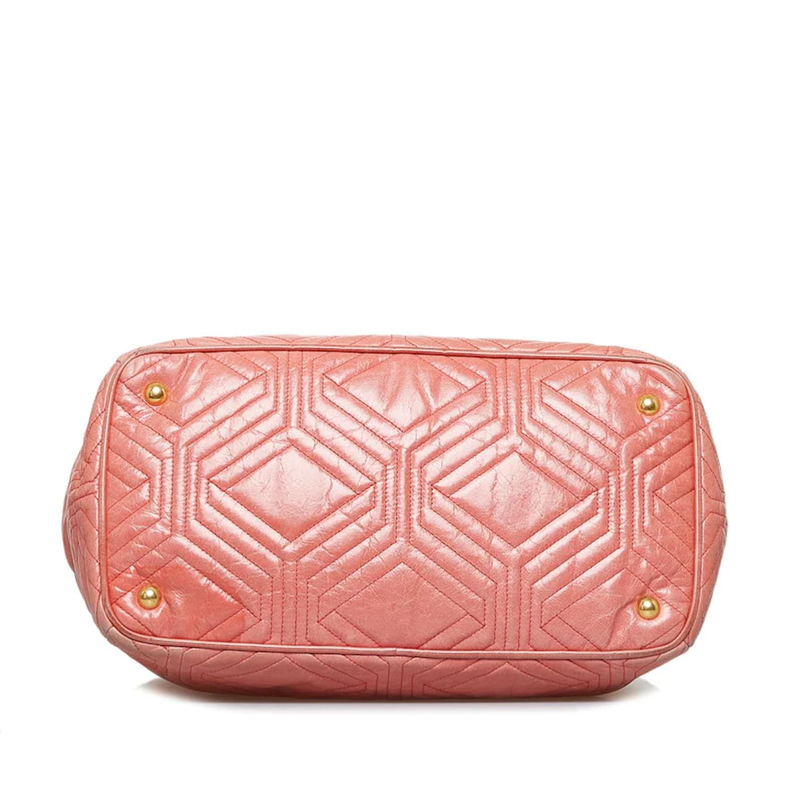 Miu Miu Pink Vitello Shine Satchel Leather Pony-style calfskin ref