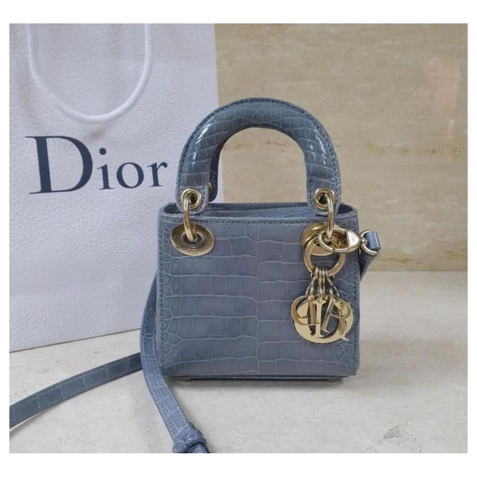 Christian Dior Micro Crocodile Lady Dior Bag Blue Exotic leather
