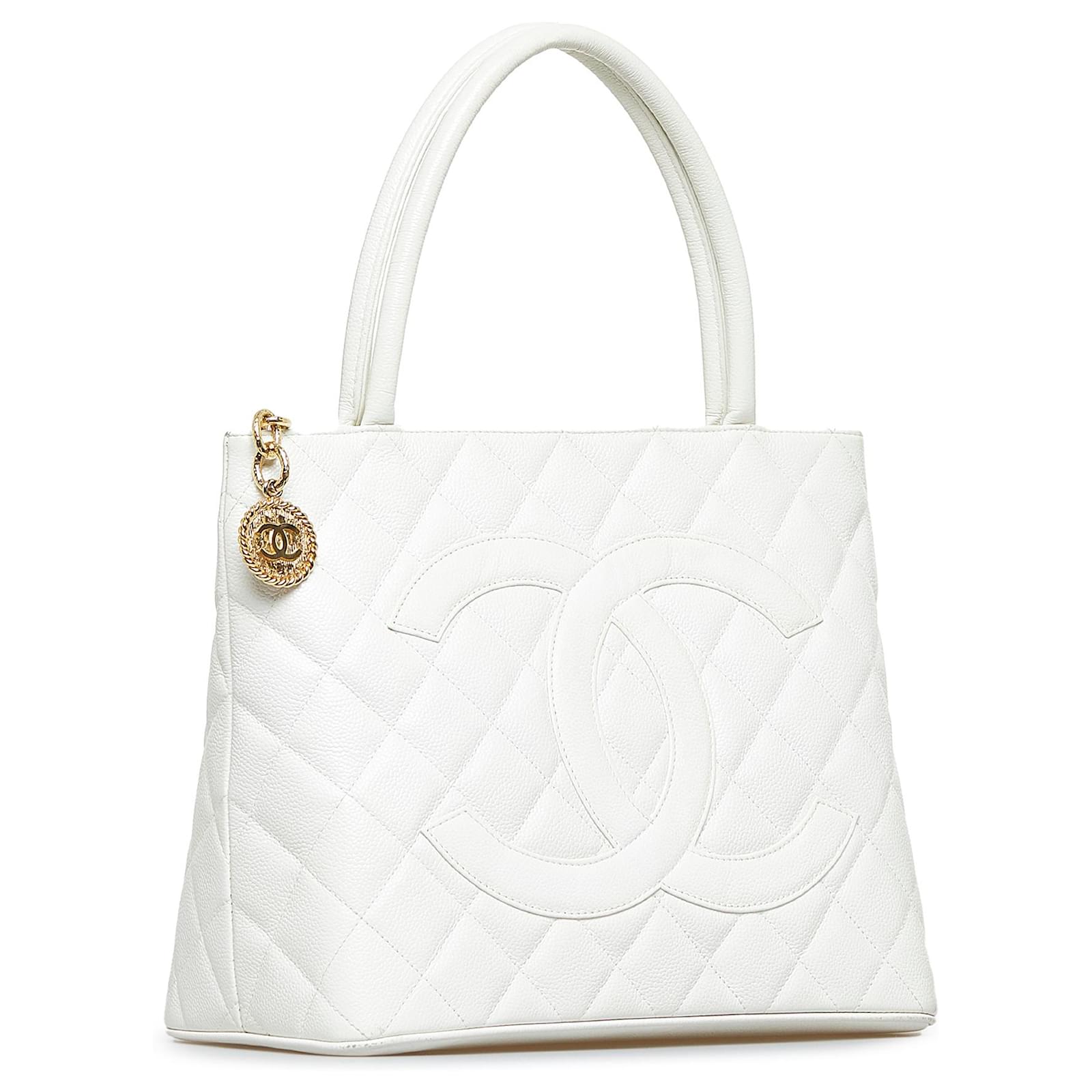 Chanel White Caviar Medallion Tote Bag Leather ref.JC913465 (Sold