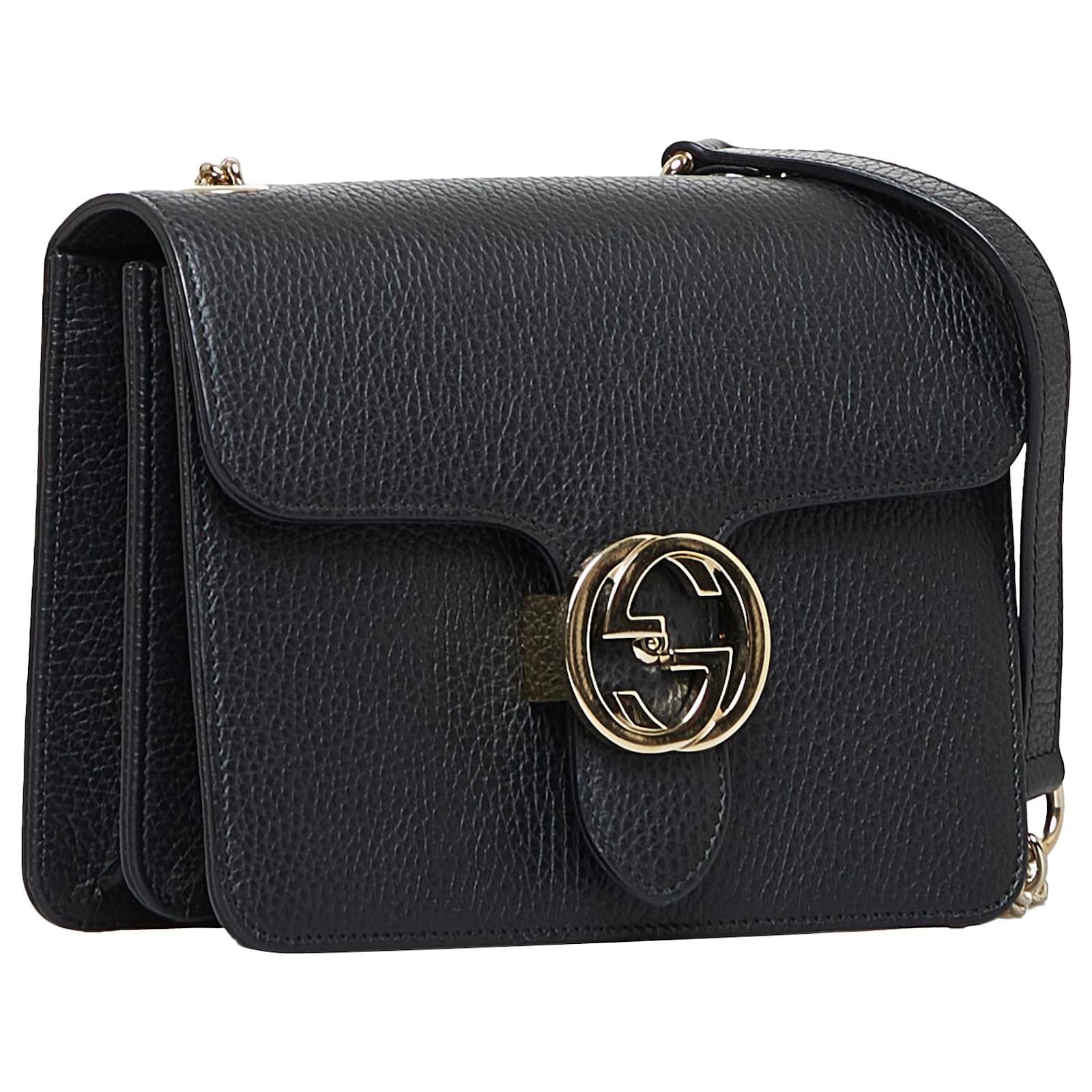 Gucci Black Dollar Calf Interlocking G Crossbody Leather Pony-style ...