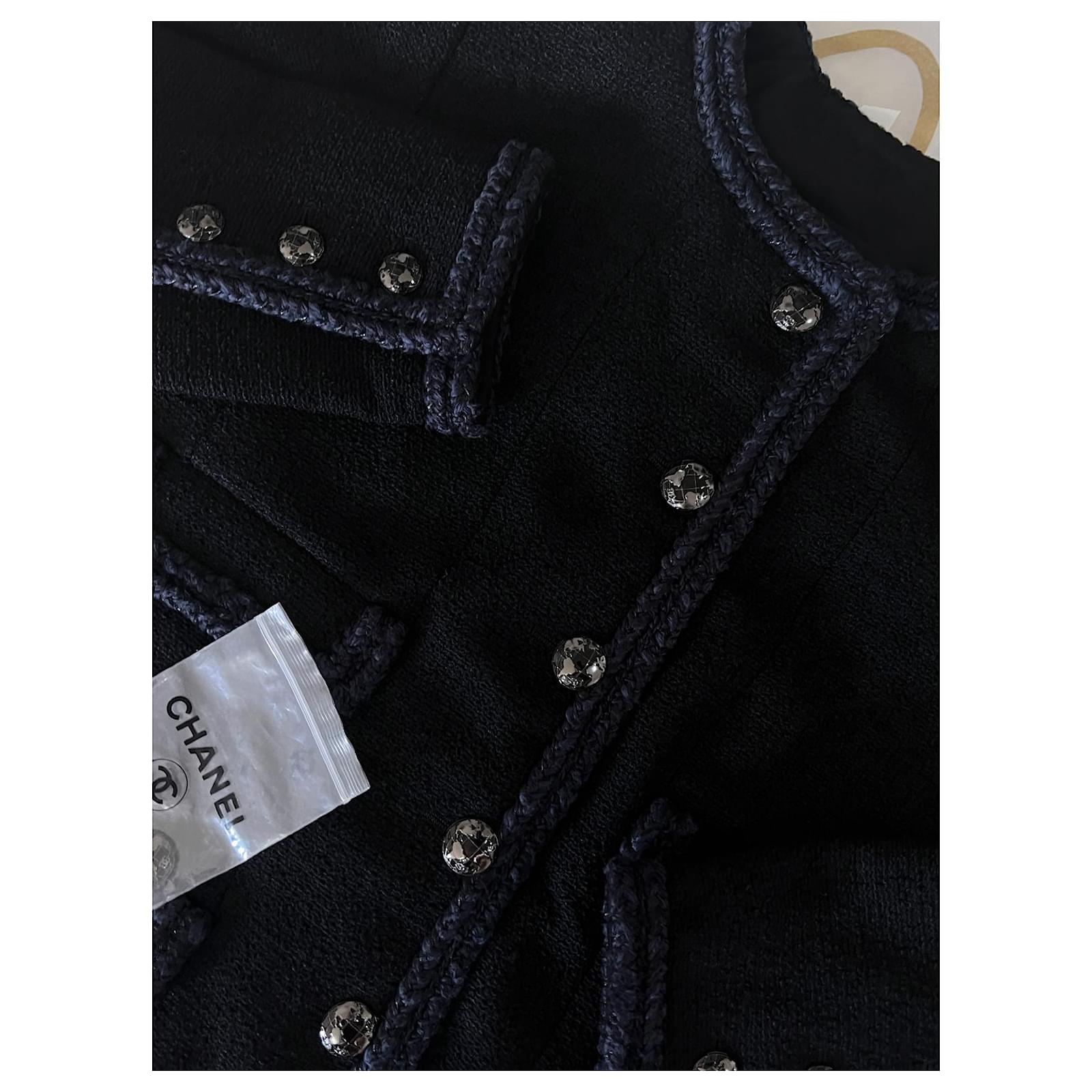Jackets Chanel Iconic Keira Knightley Black Tweed Jacket Size 50 FR