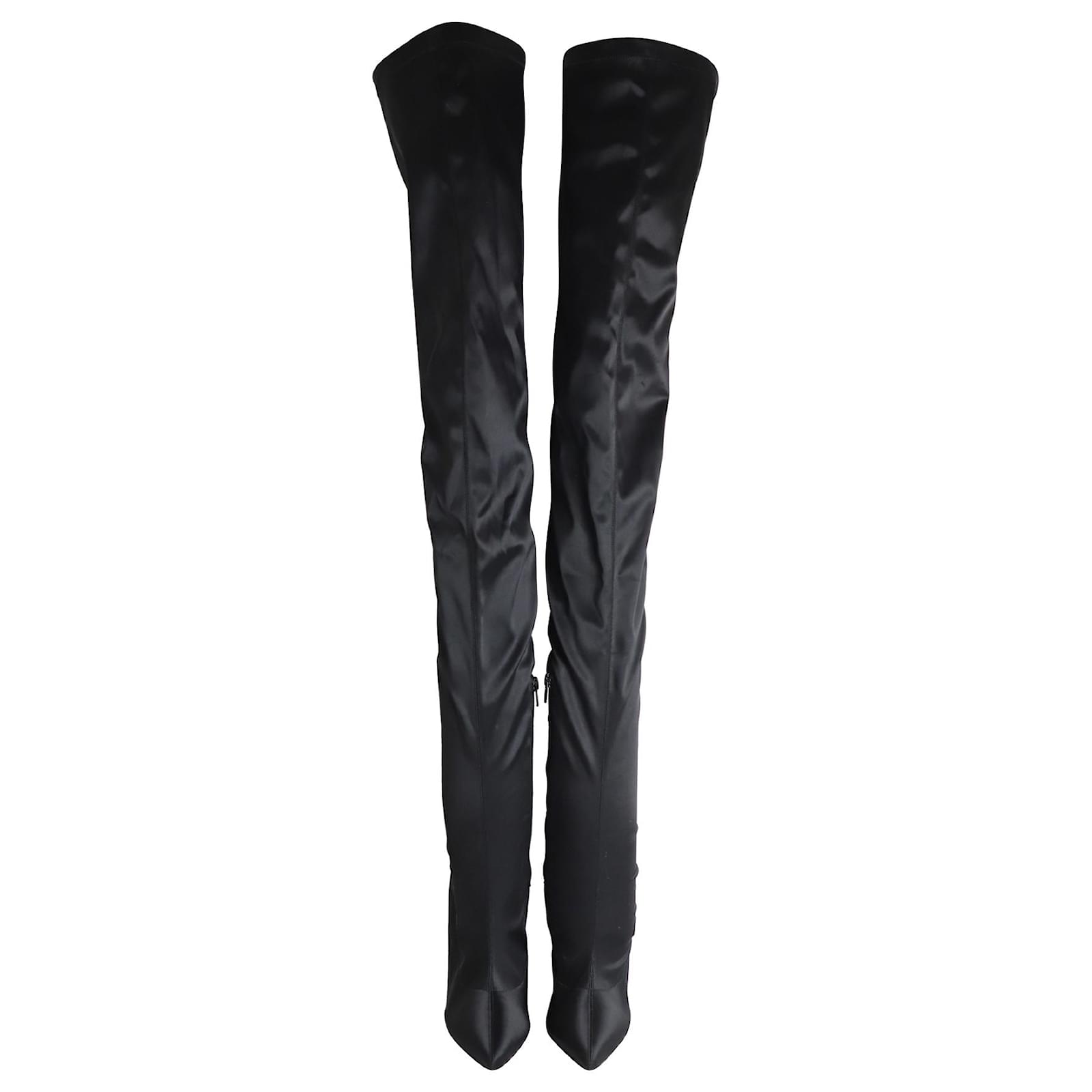 Christian Louboutin Montana 120 Thigh High Boots in Black Satin ref ...