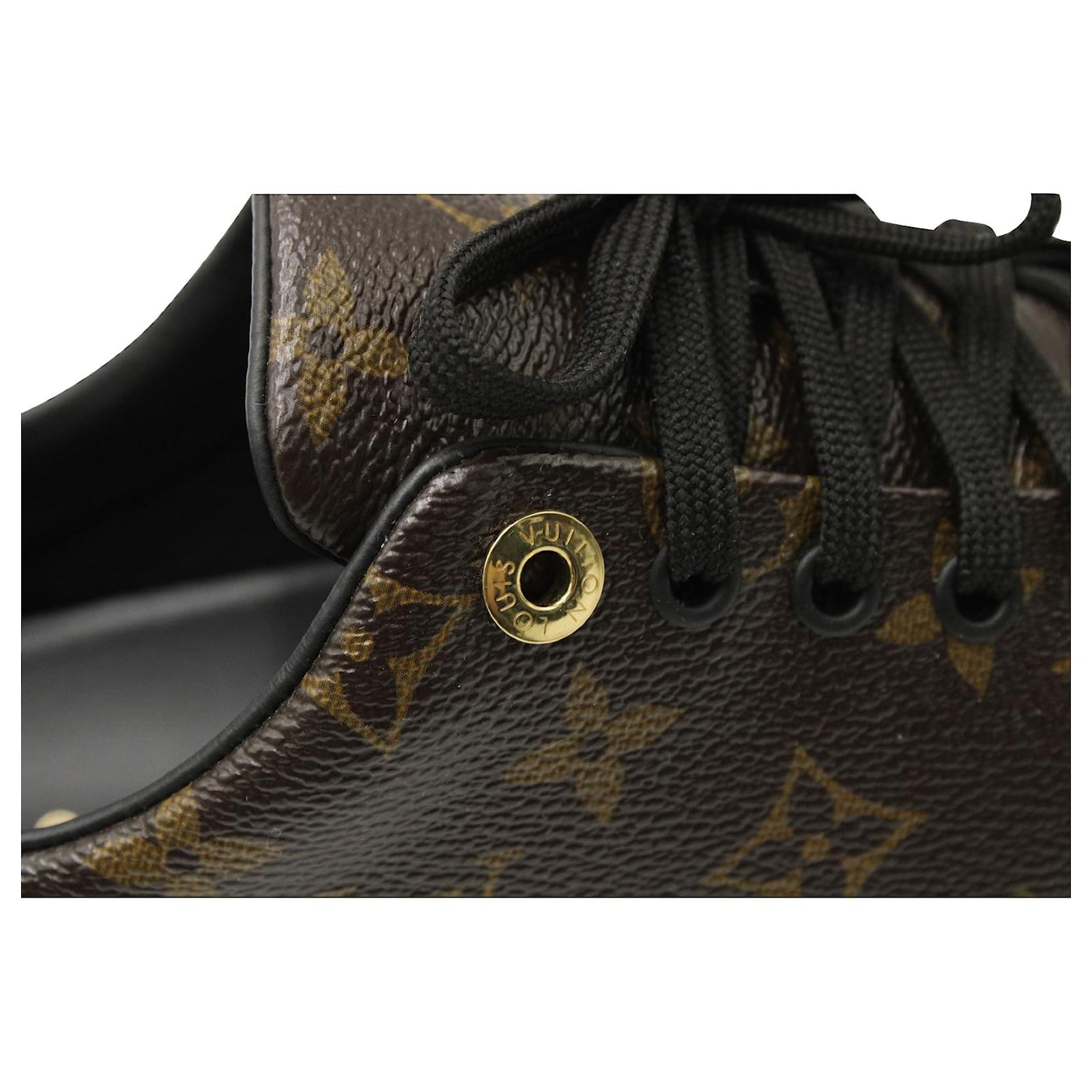 Louis Vuitton Brown Monogram Canvas and Black Patent Frontrow Low
