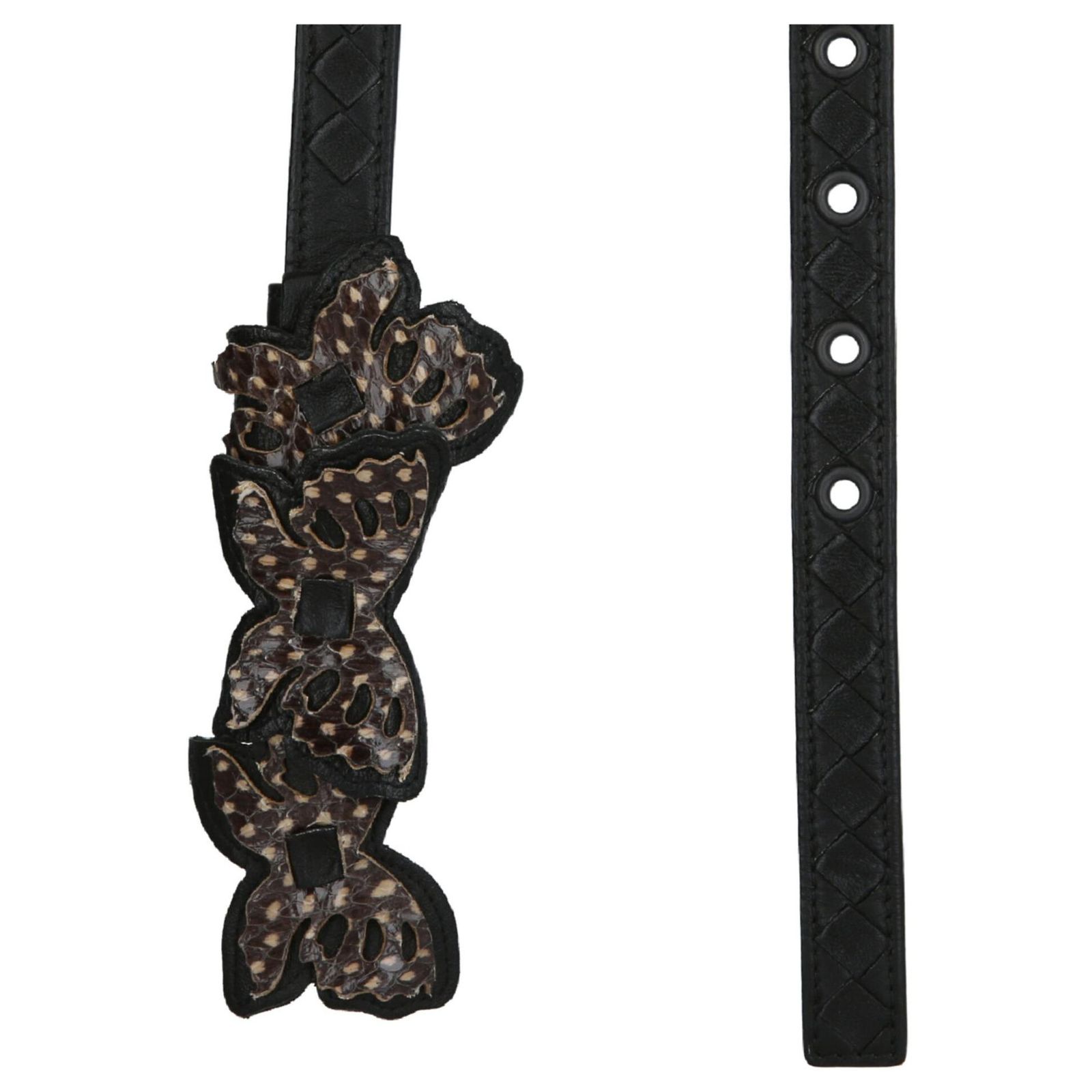 Bottega Veneta Intrecciato Butterfly Belt Black Leather ref  display picture 1