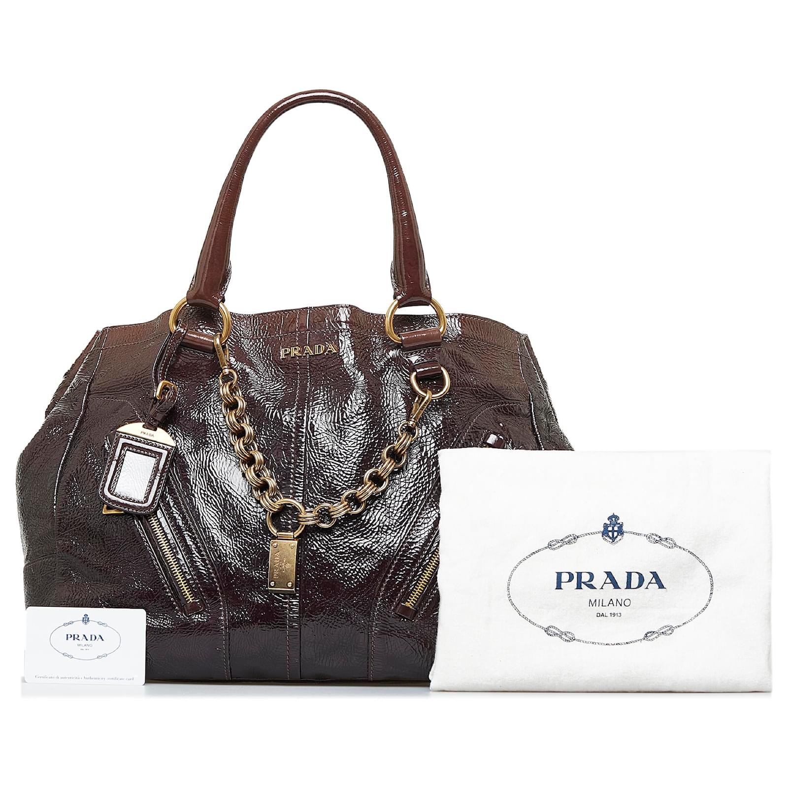 Prada Vitello Shine Zippy Purple Calf Leather Tote Bag