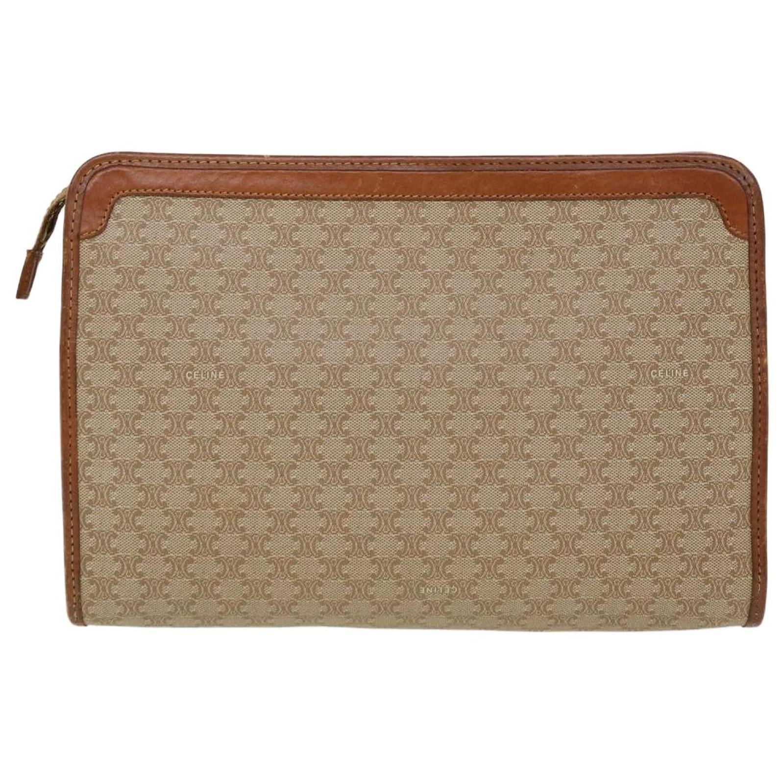 Céline CELINE Macadam Canvas Clutch Bag PVC Leather Beige Auth bs5212  ref.919824 - Joli Closet