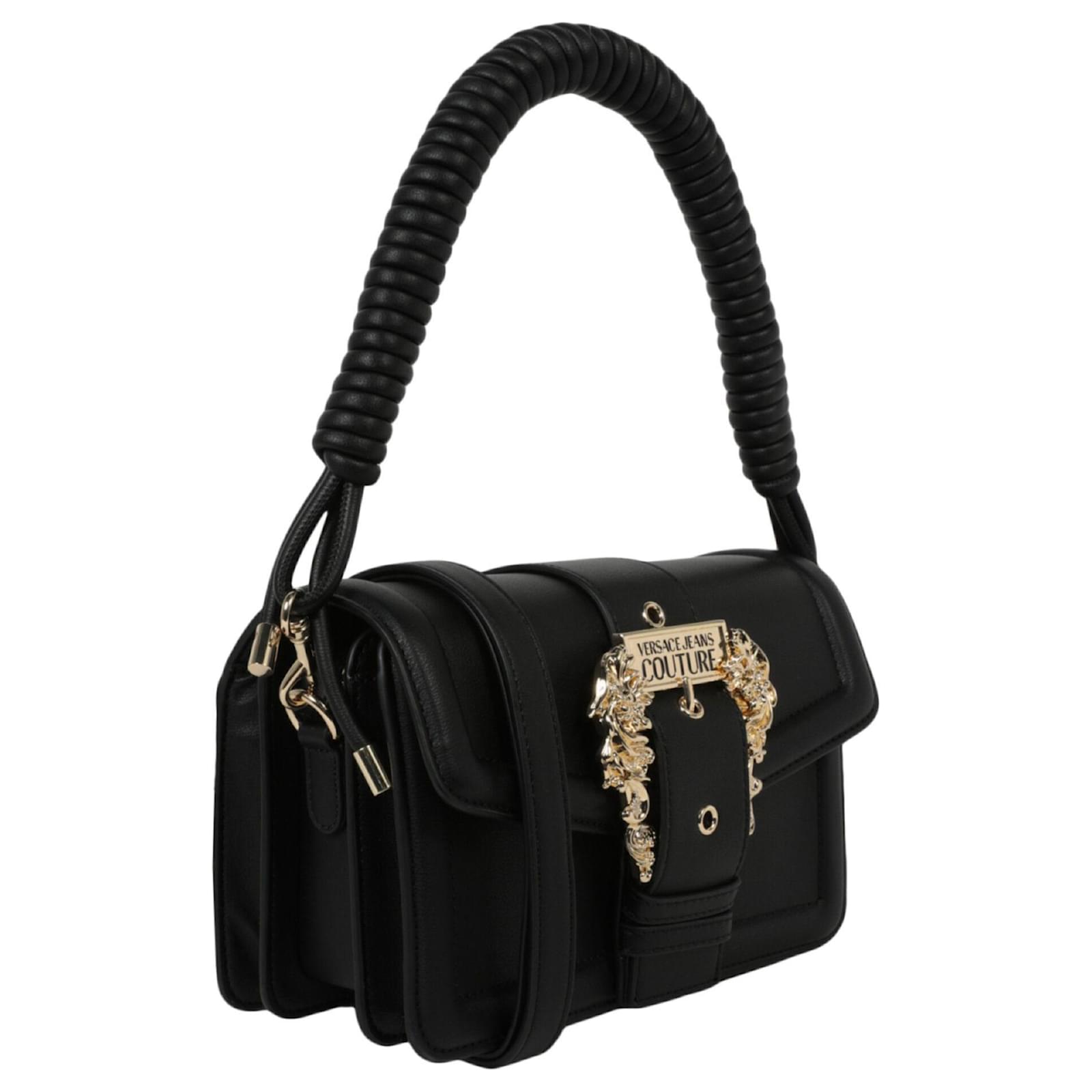 Versace Jeans Couture Buckle Shoulder Bag, Black: Handbags