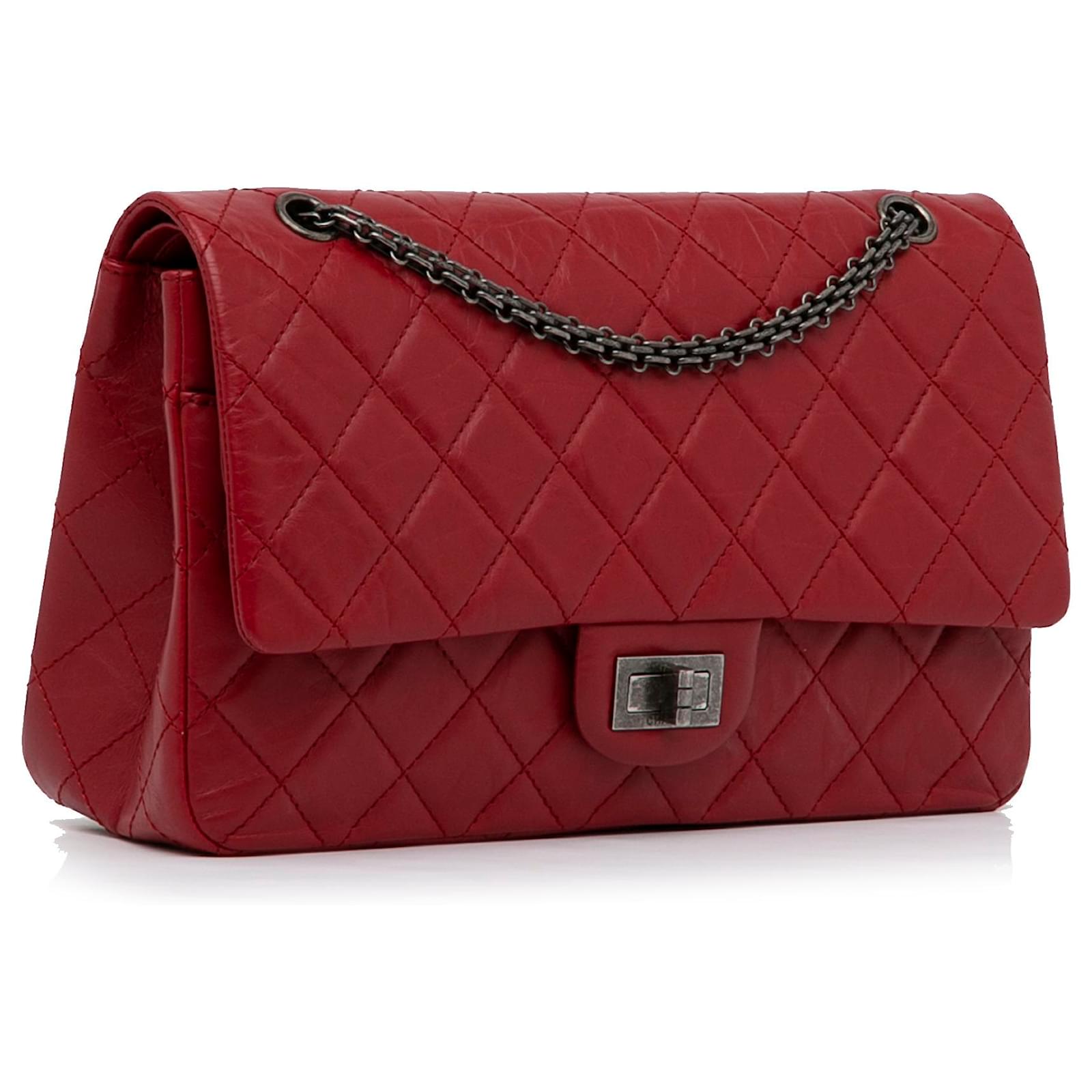 Red Chanel Reissue 2.55 Aged Calfskin Double Flap 227 Shoulder Bag