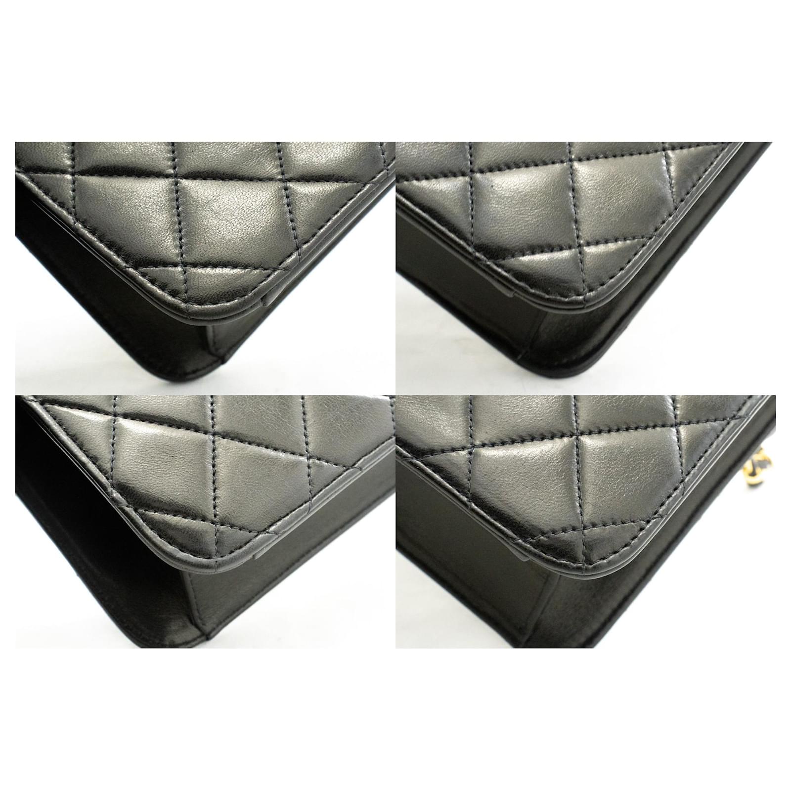 CHANEL Cikakkun Karɓar Sarkar Kafada Bag Clutch Black Quilted Lambskin k90  - kantin hannari