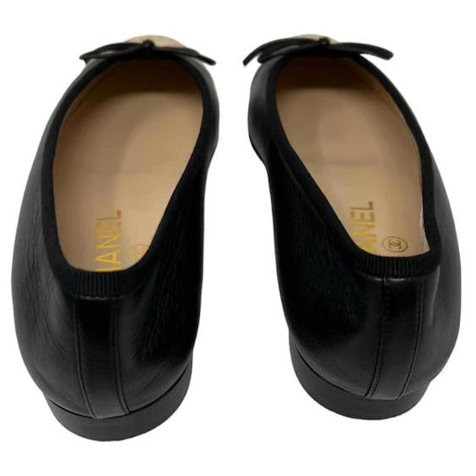 Chanel Black Quilted Leather Cambon Ballet Flats Size 5/35.5 - Yoogi's  Closet