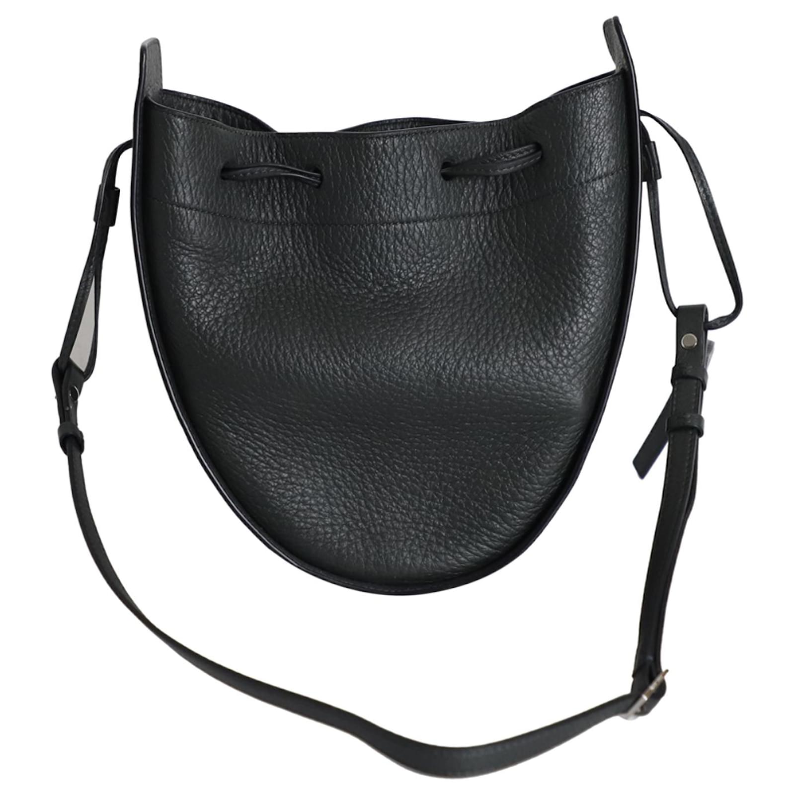 The Row Small Drawstring Pouch Bag in Black Calfskin Leather ref