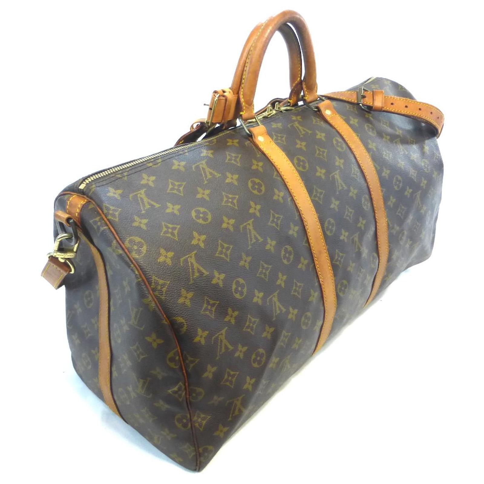 Louis Vuitton keepall 55 Monogram shoulder strap - VI882 / 3 Brown Leather  ref.921504 - Joli Closet