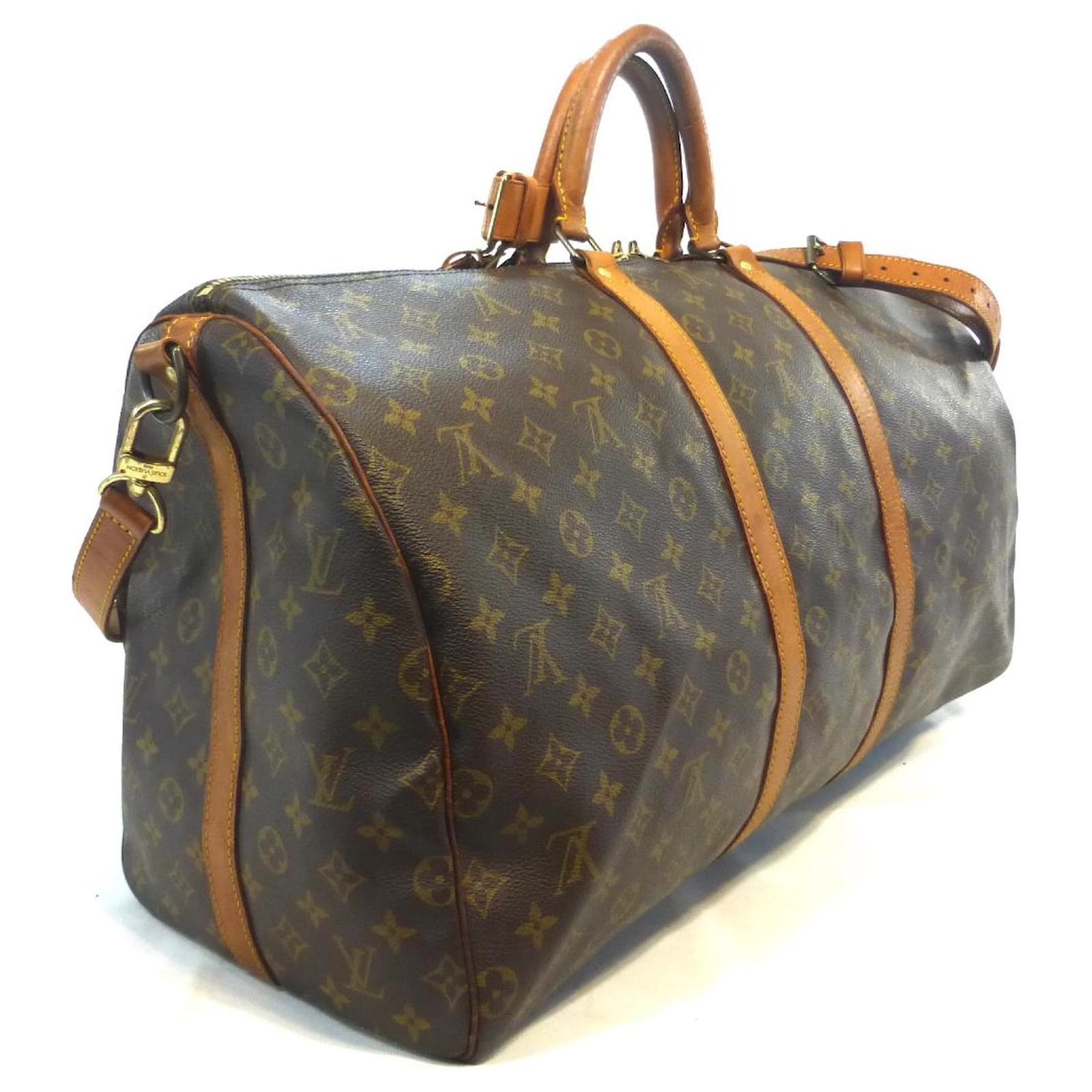 Louis Vuitton keepall 55 Monogram shoulder strap - VI882 / 3 Brown Leather  ref.921504 - Joli Closet