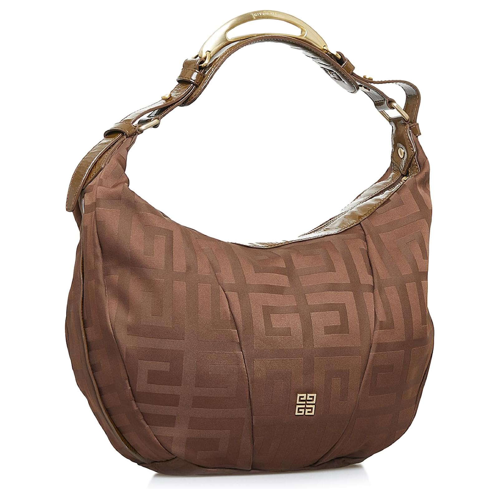 GIVENCHY Brown Monogram Canvas Fabric and Leather Hobo shoulder bag
