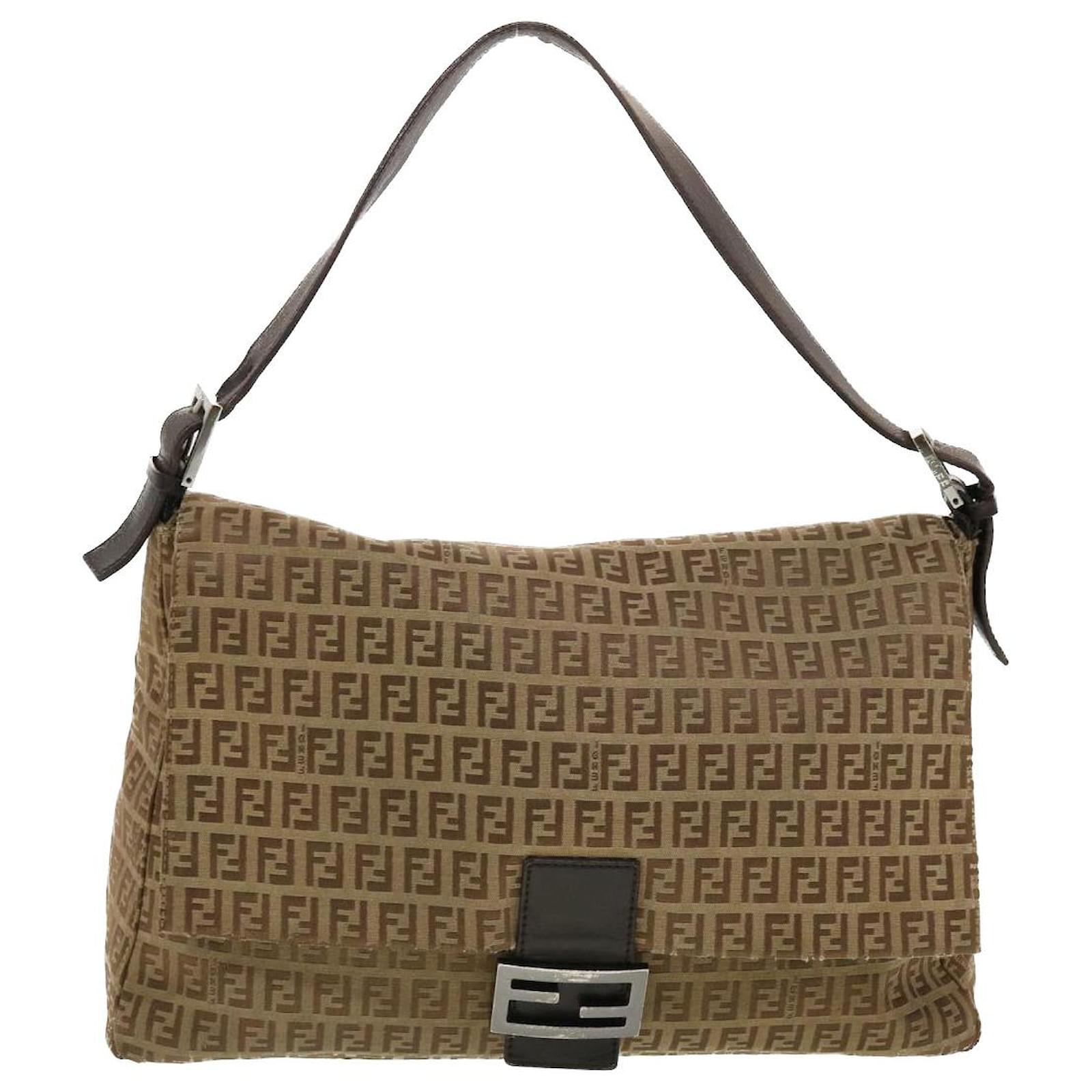 FENDI ZUCCHINO MAMMA BAGUETTE BROWN CANVAS SHOULDER BAG – in2retro