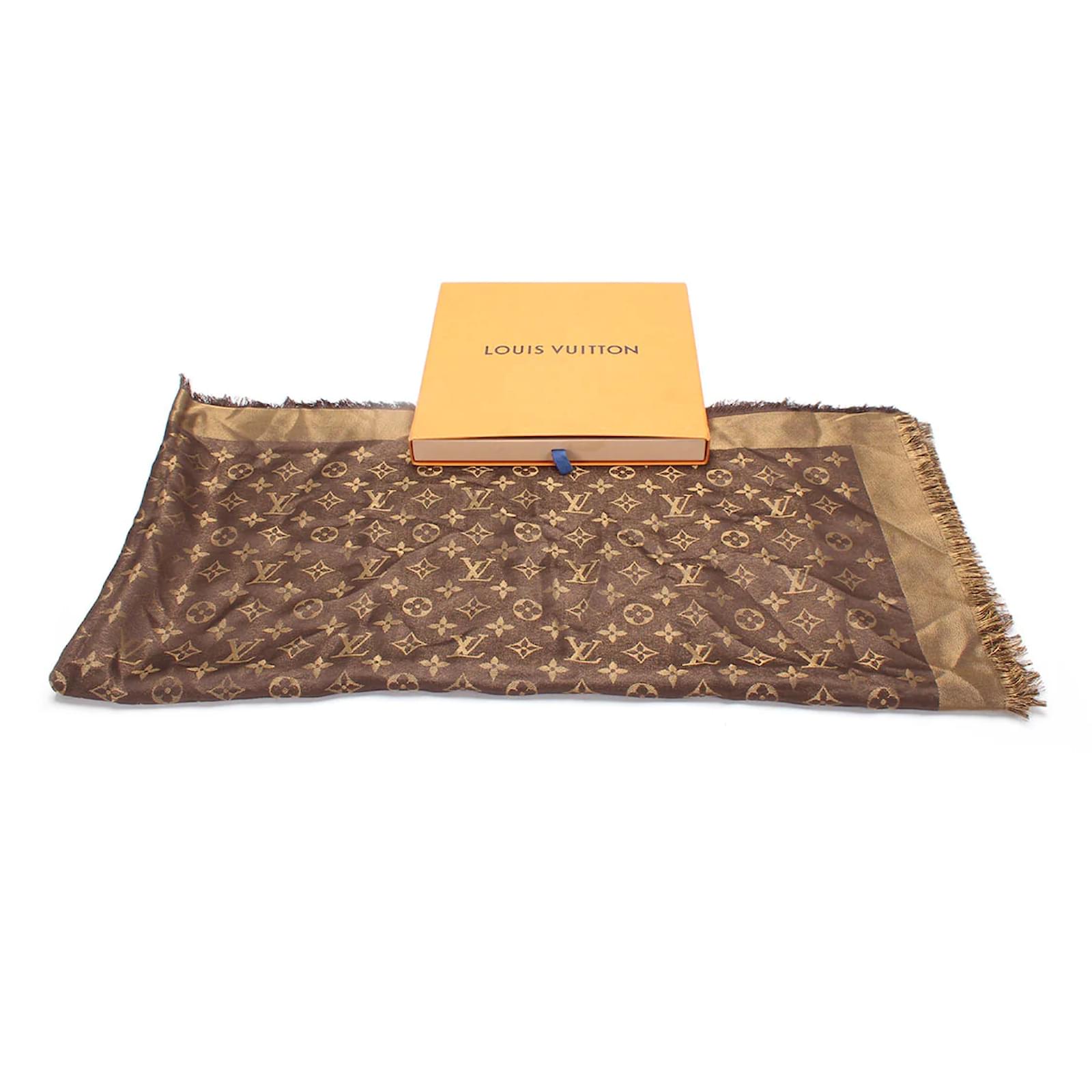 Louis Vuitton Shine Scarf or Cloth Brown Gold M75122 IS1128