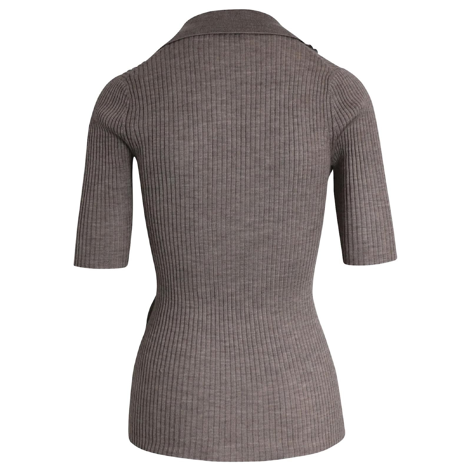 Gabriela Hearst Ribbed Knit Top in Grey Cashmere Wool ref.925804