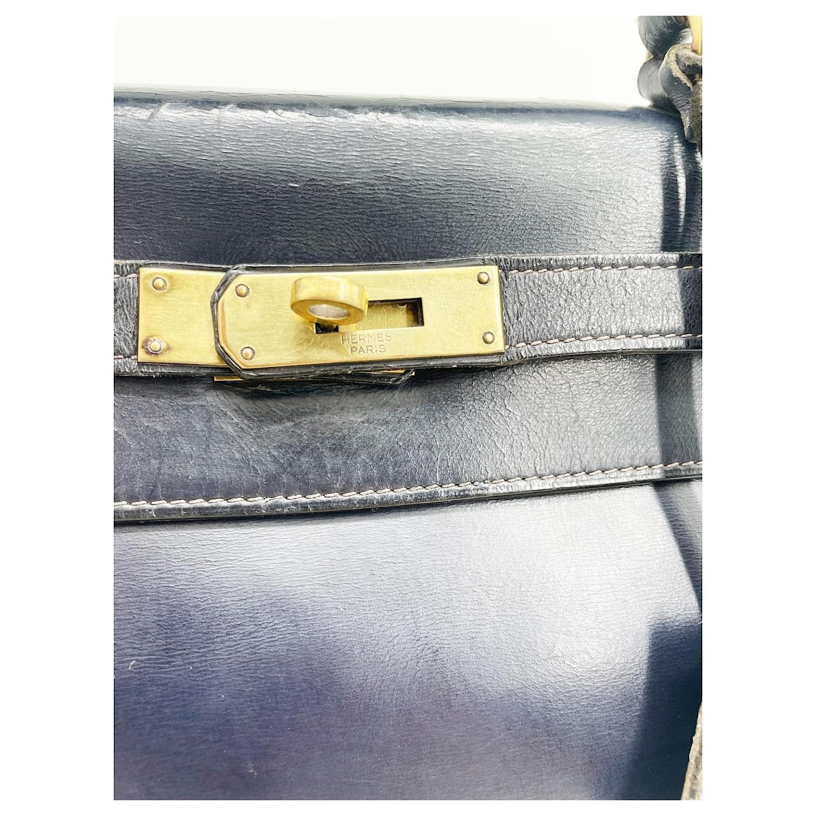 Hermès Hermes Kelly bag 28 navy blue box leather upholstery ref.925921 -  Joli Closet