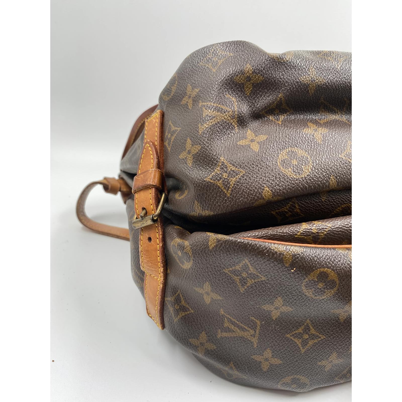 Coated Canvas Louis Vuitton Saumur 35 Brown Leather ref.926323