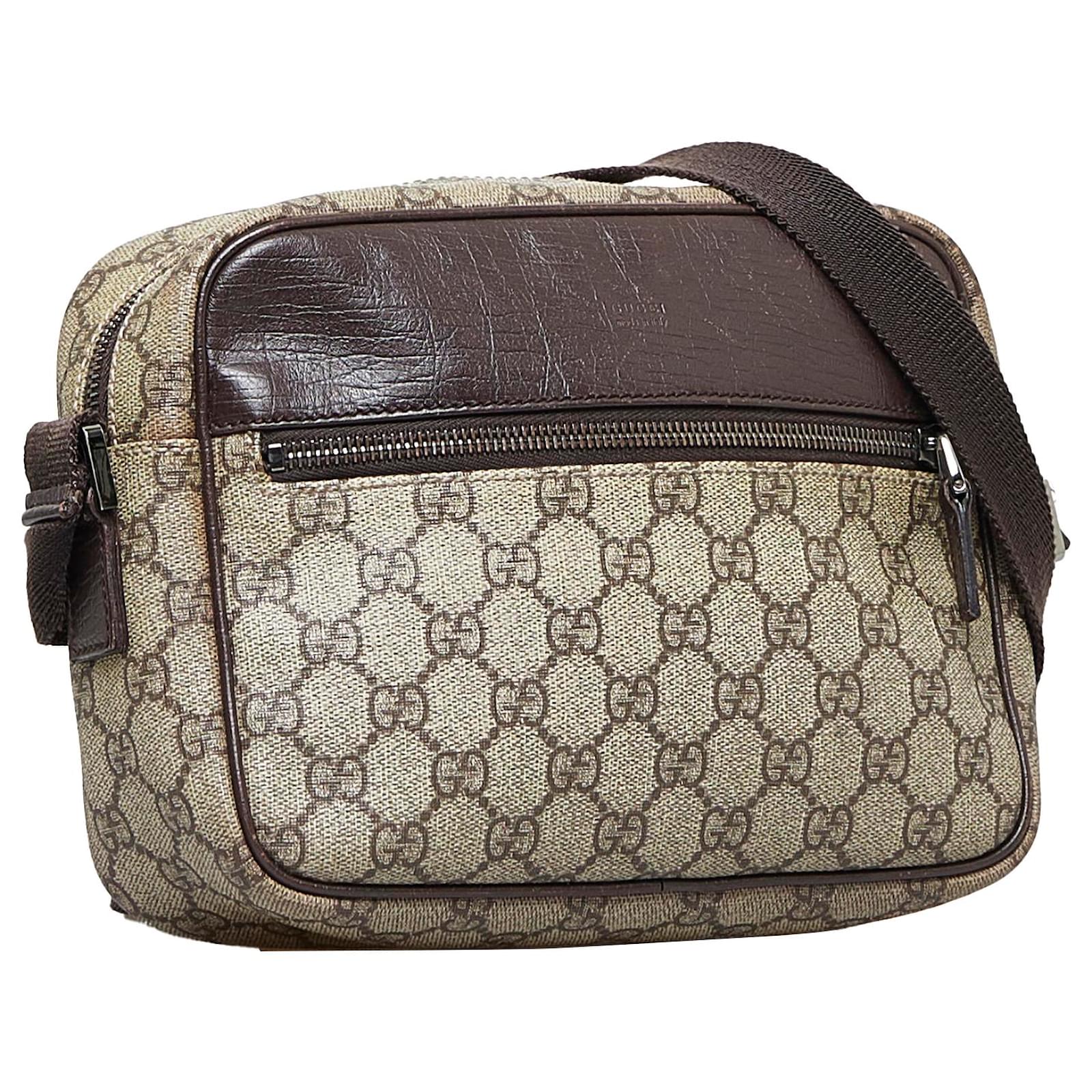 ショルダーバッグ・ポシェット GUCCI  Crossbody Bags Women Fabric Beige/Brown Gucci Brown GG Canvas Crossbody Bag Beige Golden Leather