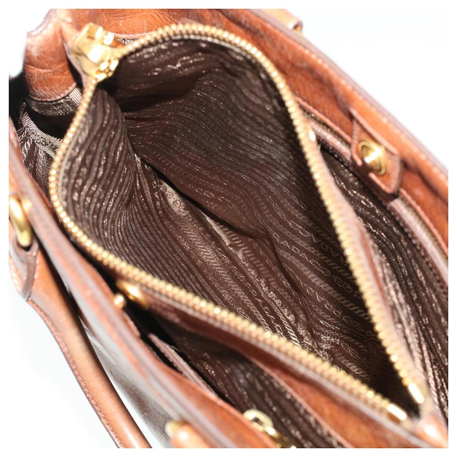PRADA Shoulder Bag Leather 2way Brown Auth 41946 Joli