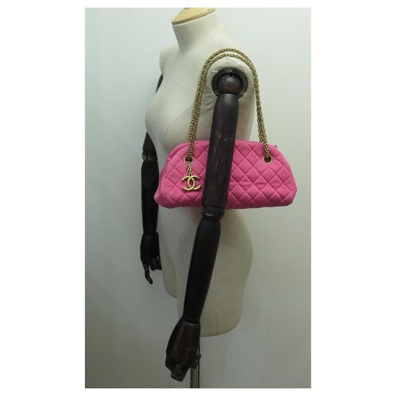Handbags Chanel Chanel Bowling Mademoiselle Matelasse Pink Canvas Hand Bag