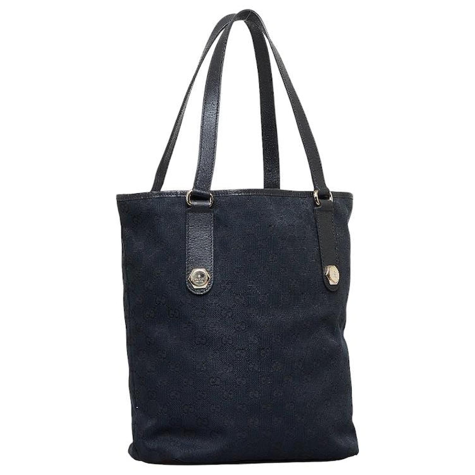 Gucci Abbey Pocket Medium GG Denim Tote Bag Black