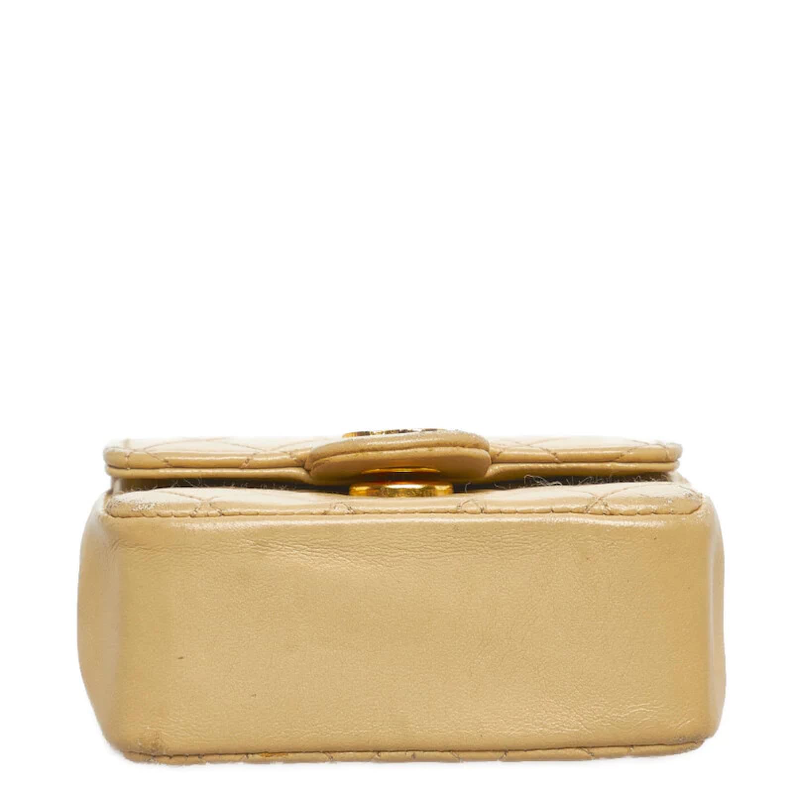 Chanel Micro Classic Flap Belt Bag Beige Leather Pony-style calfskin  ref.928238 - Joli Closet