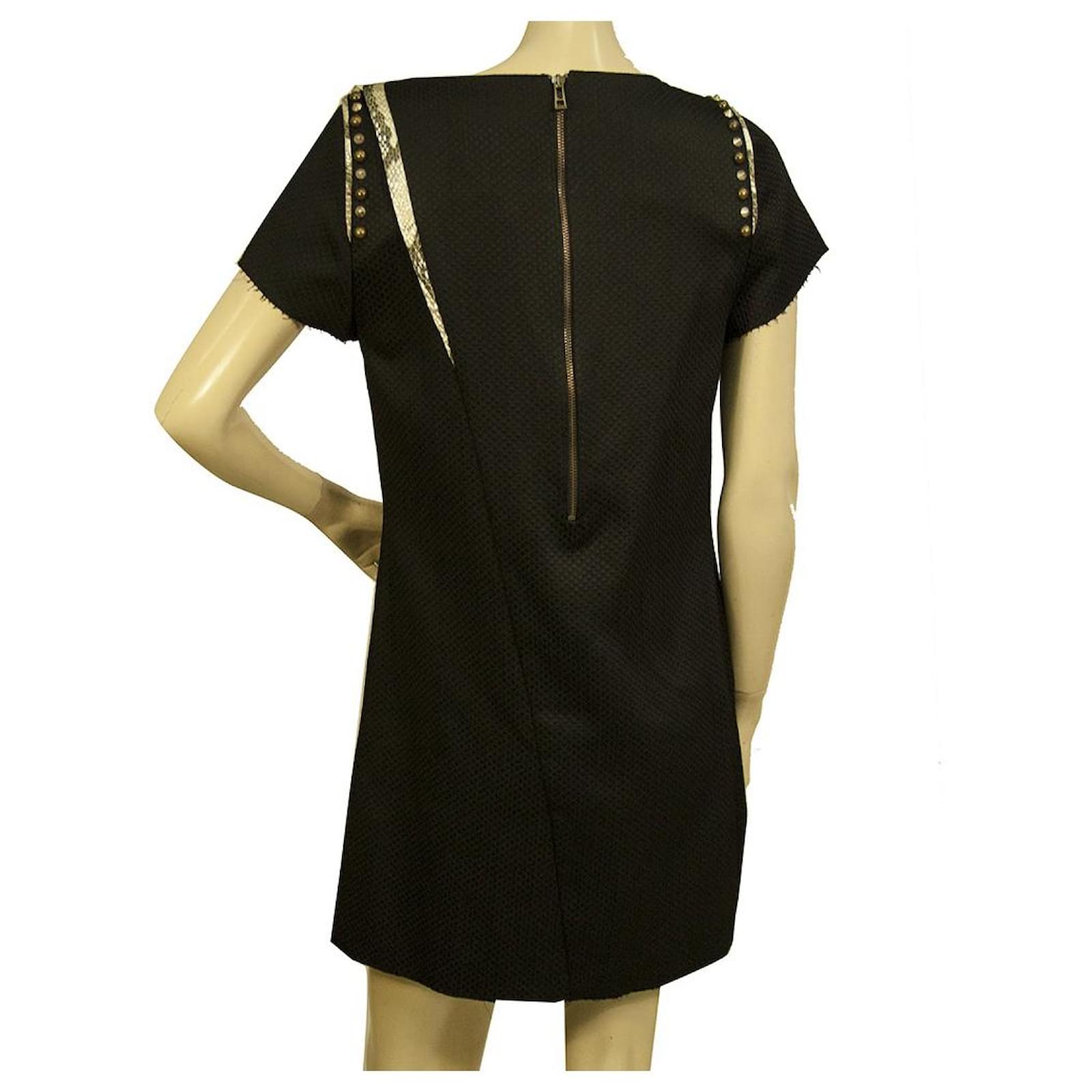 Zadig & Voltaire Ranon Black Jacquard Studded Short Sleeves mini dress size  S Polyester ref.928309 - Joli Closet