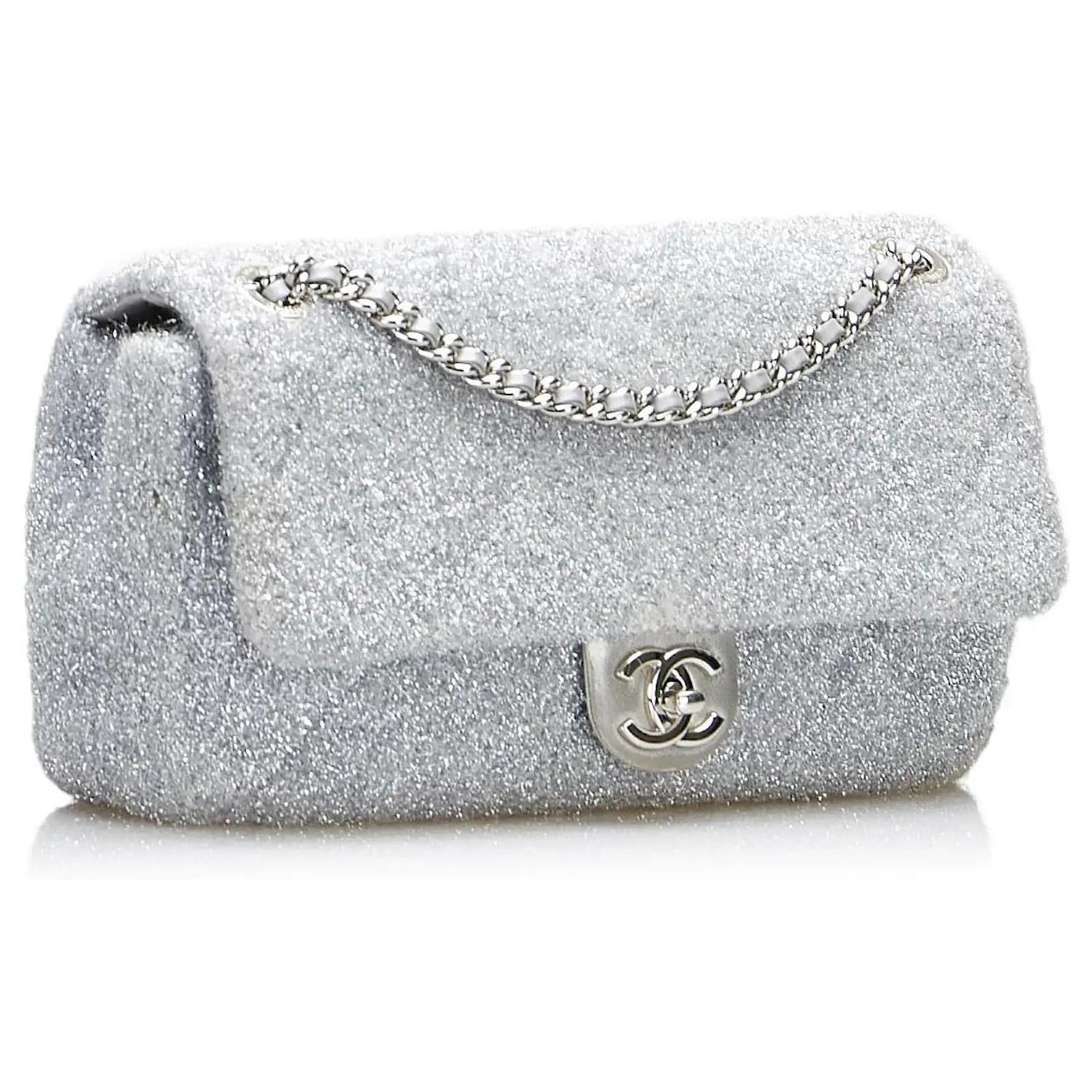 CHANEL★Chanel Ground Control Pluto Glitter Single Flap Bag Chanel Ground Control Pluto Glitter Single Flap Bag Grey