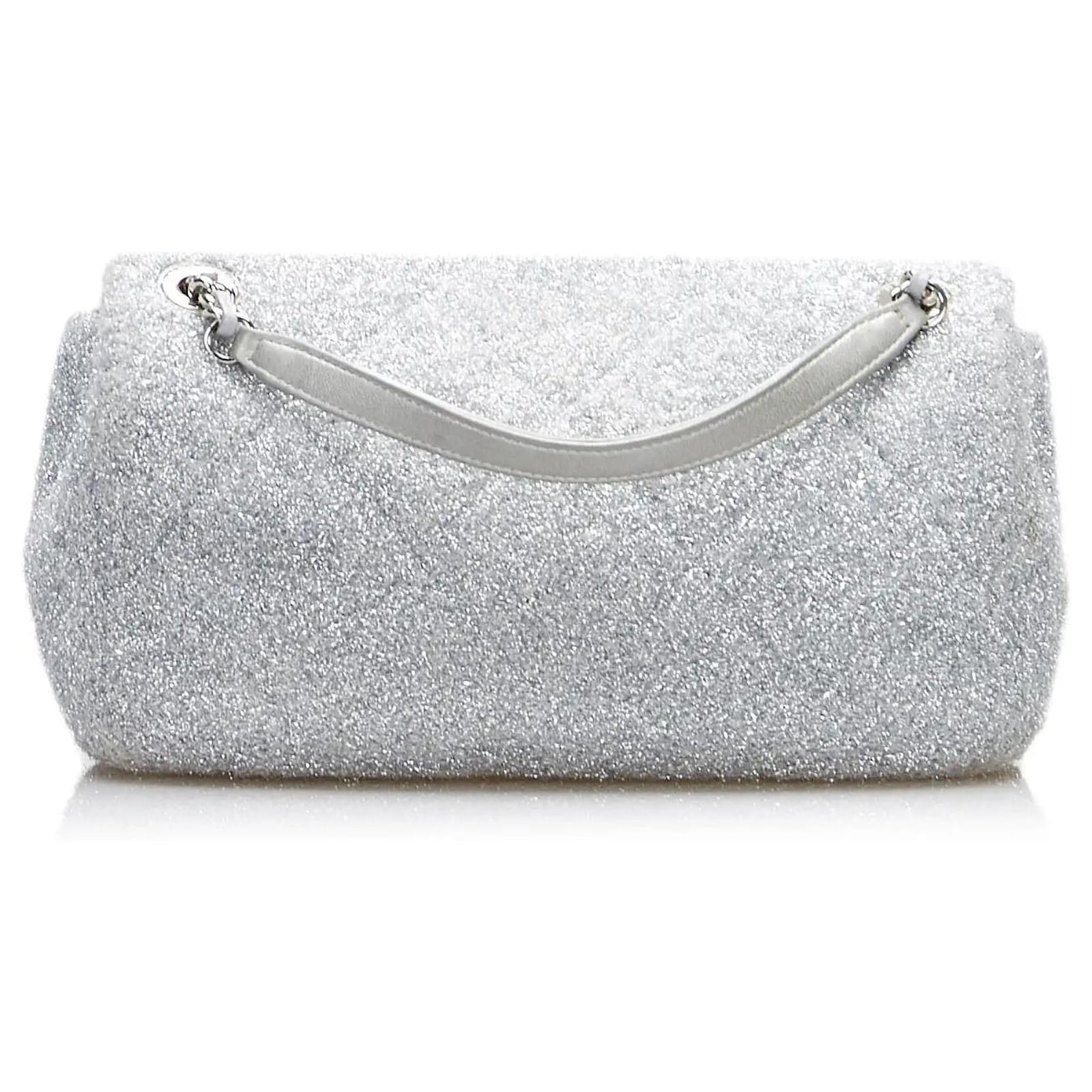 CHANEL★Chanel Ground Control Pluto Glitter Single Flap Bag Chanel Black Quilted Knit Pluto Glitter Large Flap Bag