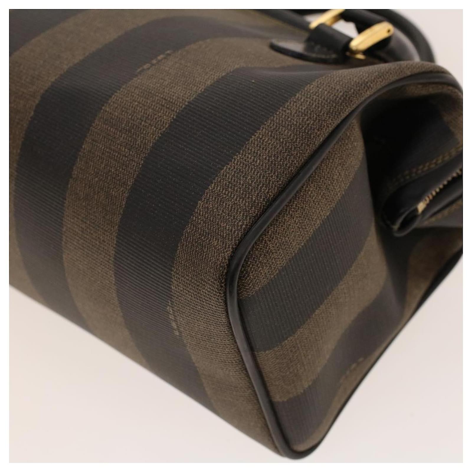 FENDI Vintage Fendi Pequin Striped Black Coated Canvas Kelly Style