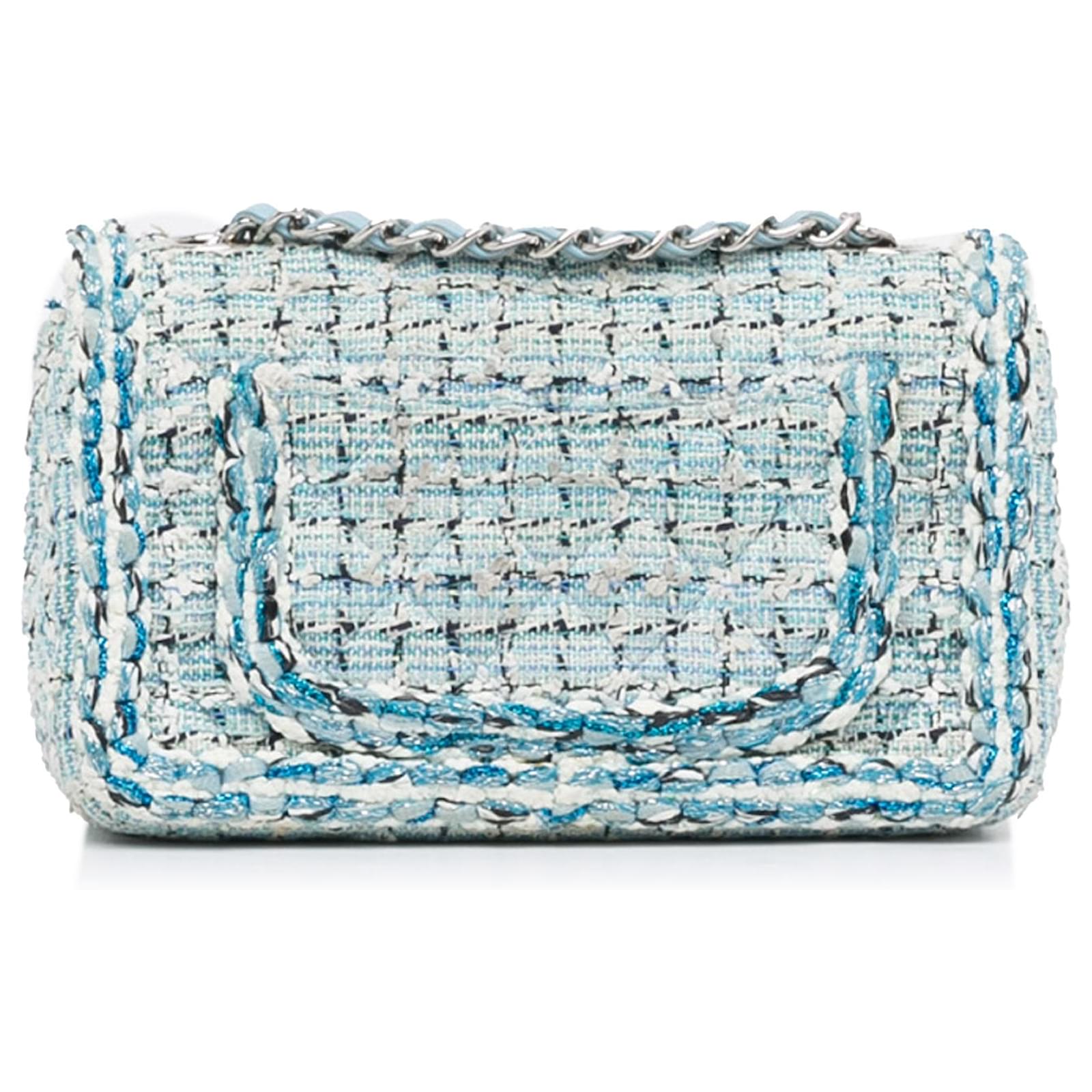 Chanel 2018 Tweed New Mini Flap Bag - Blue Mini Bags, Handbags - CHA297330