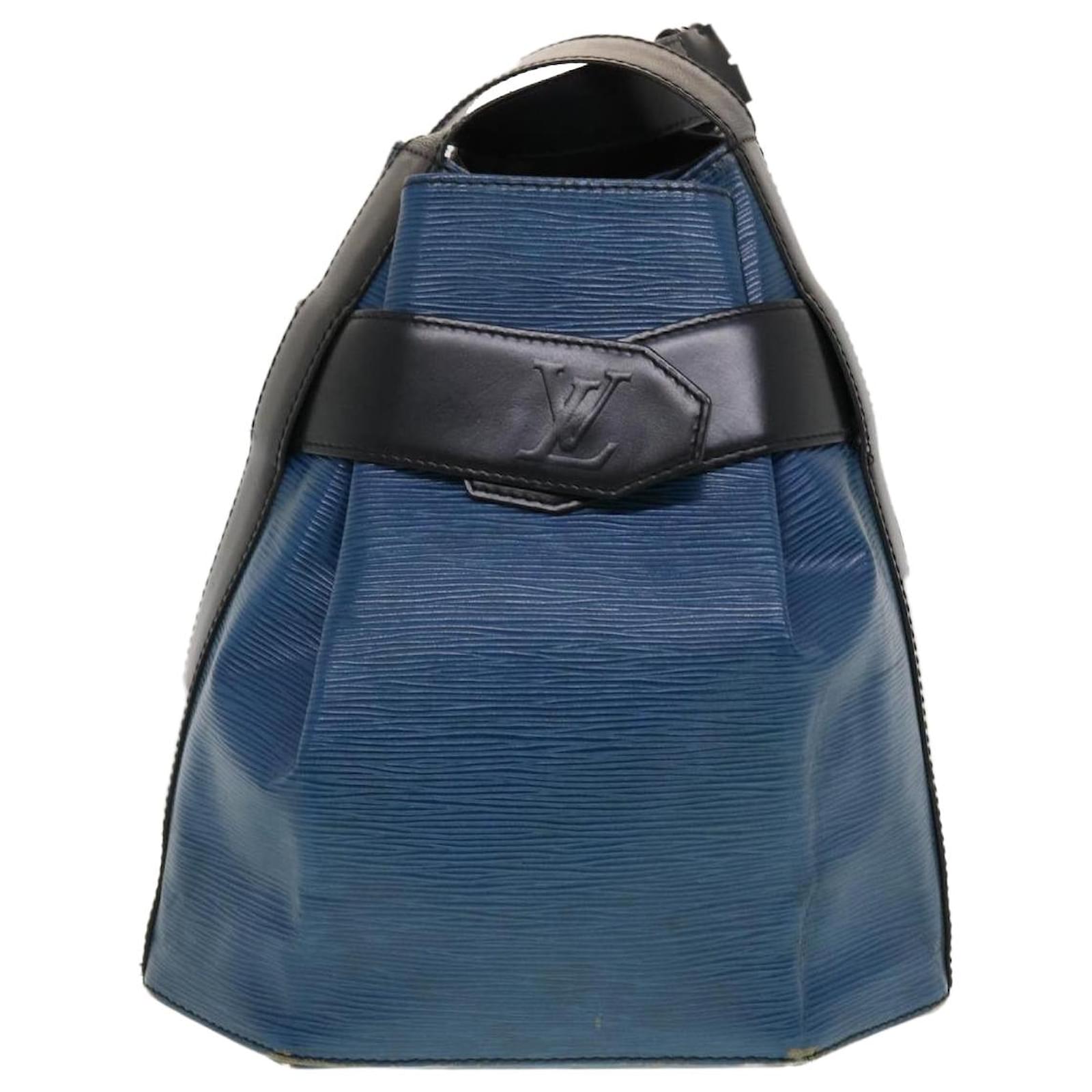LOUIS VUITTON Epi Sac Depaule PM Shoulder Bag Blue Black LV Auth