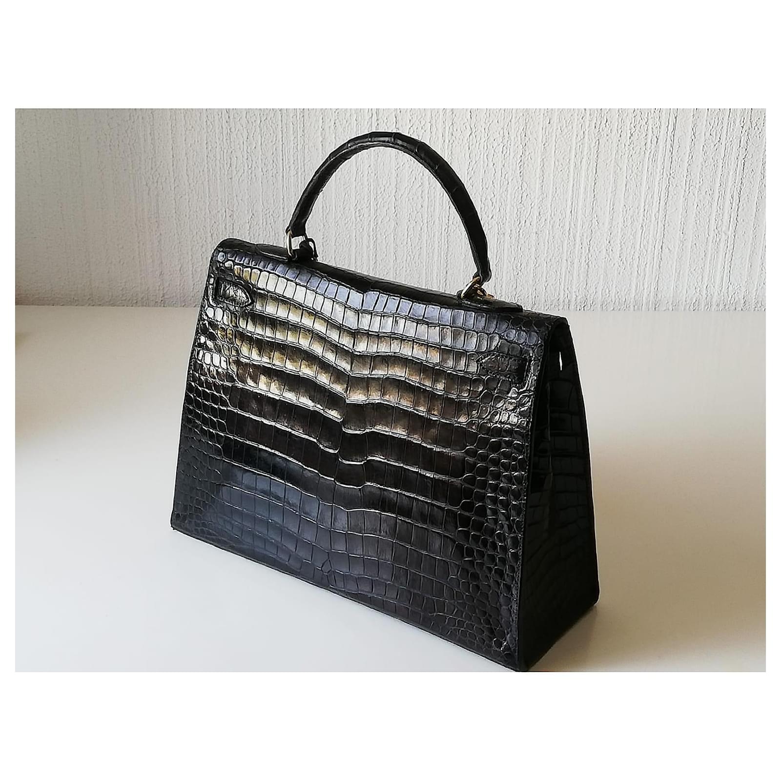 Hermès Hermes Kelly bag 35 cm in crocodile porosus Black Exotic leather  ref.931157 - Joli Closet