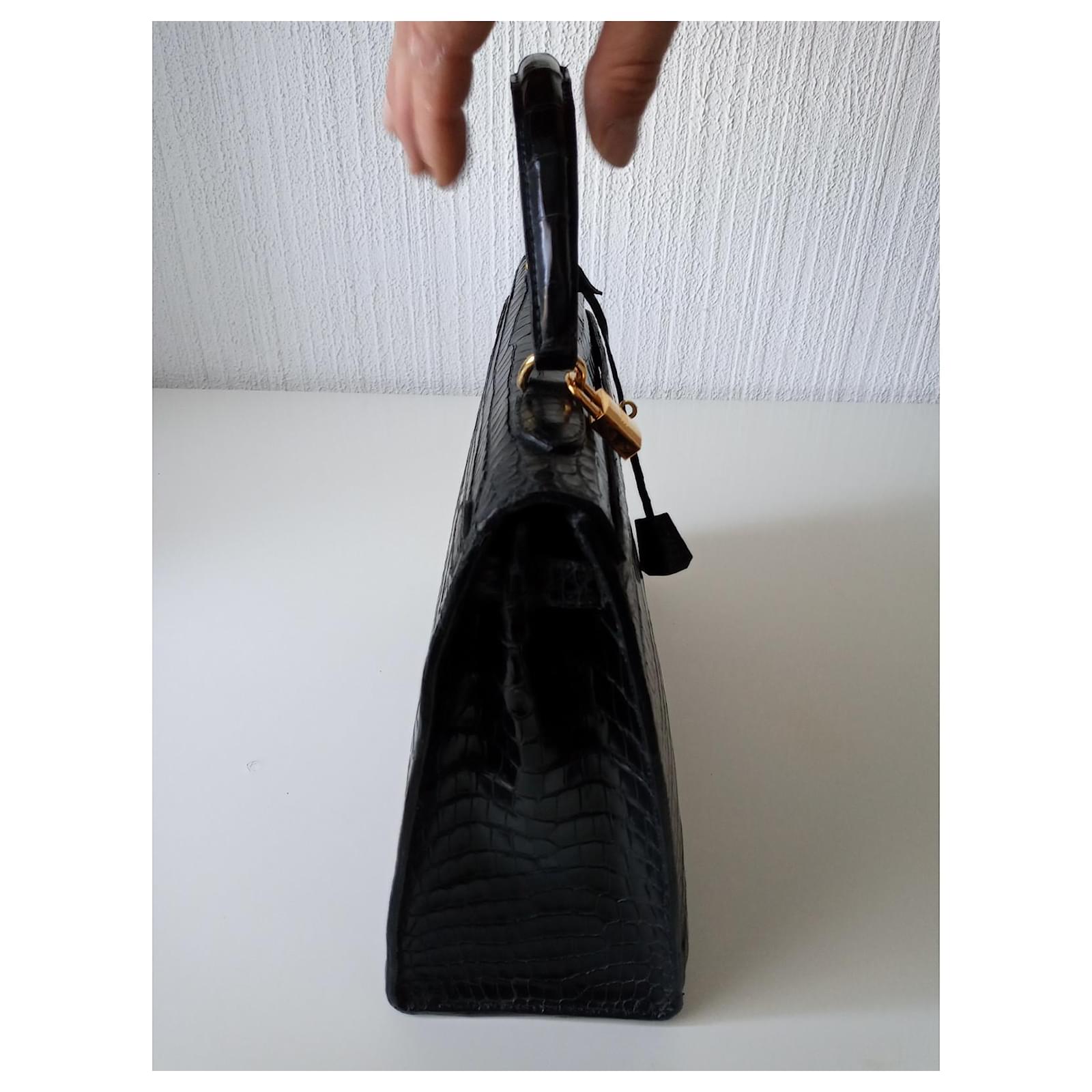 Hermès Hermes Kelly bag 35 cm in crocodile porosus Black Exotic leather  ref.931157 - Joli Closet