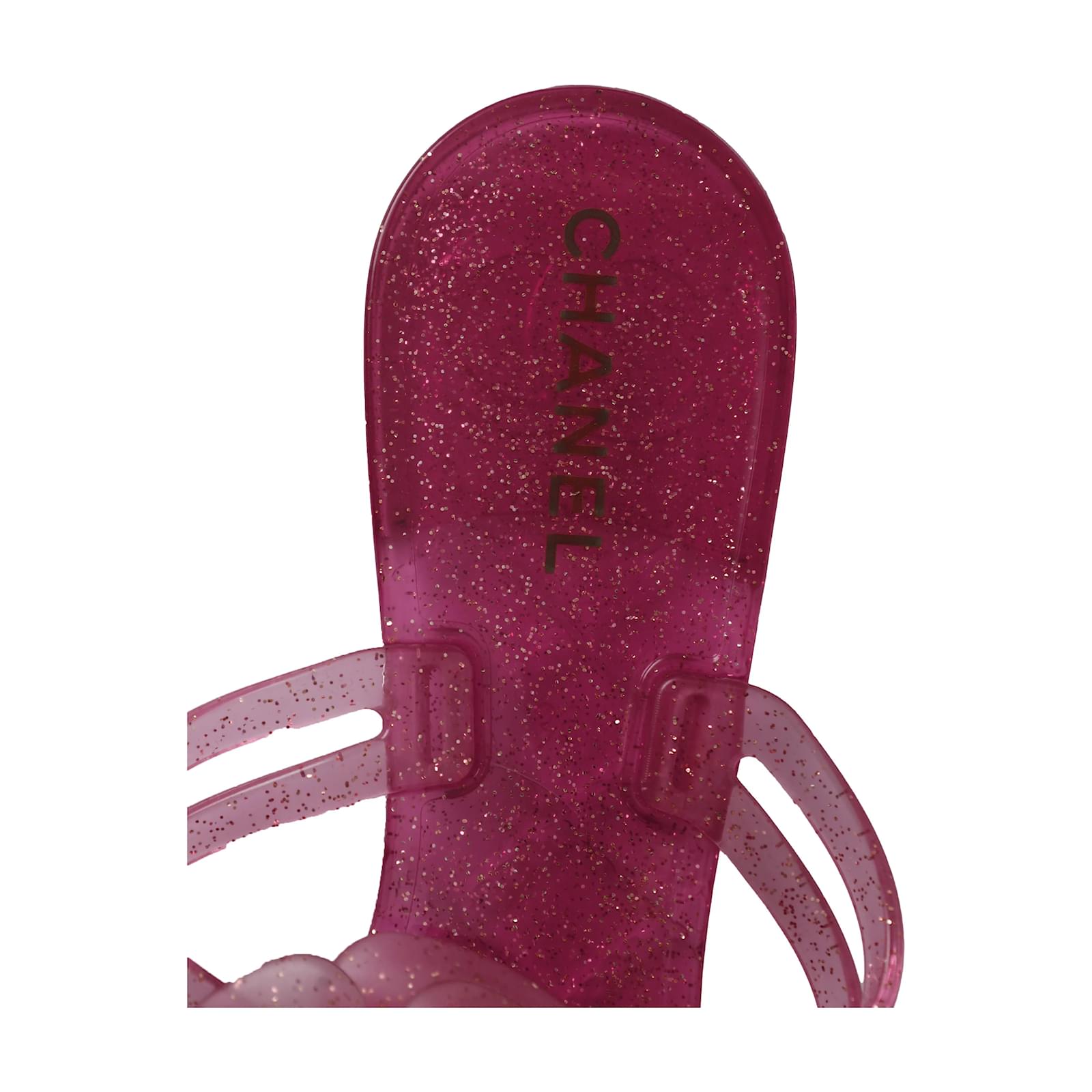 CHANEL, Shoes, Purple Sparkly Chanel Jelly Sandals
